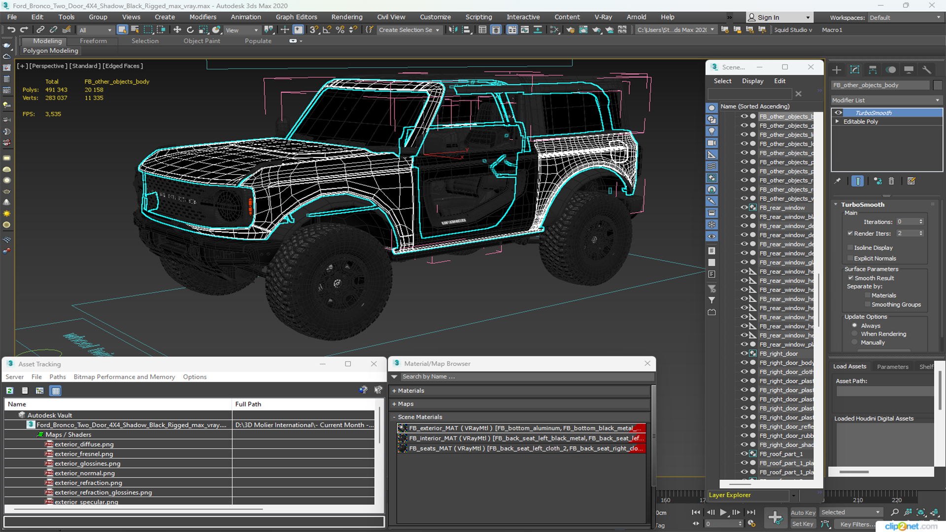 Ford Bronco Two Door 4X4 Shadow Black Rigged 3D model