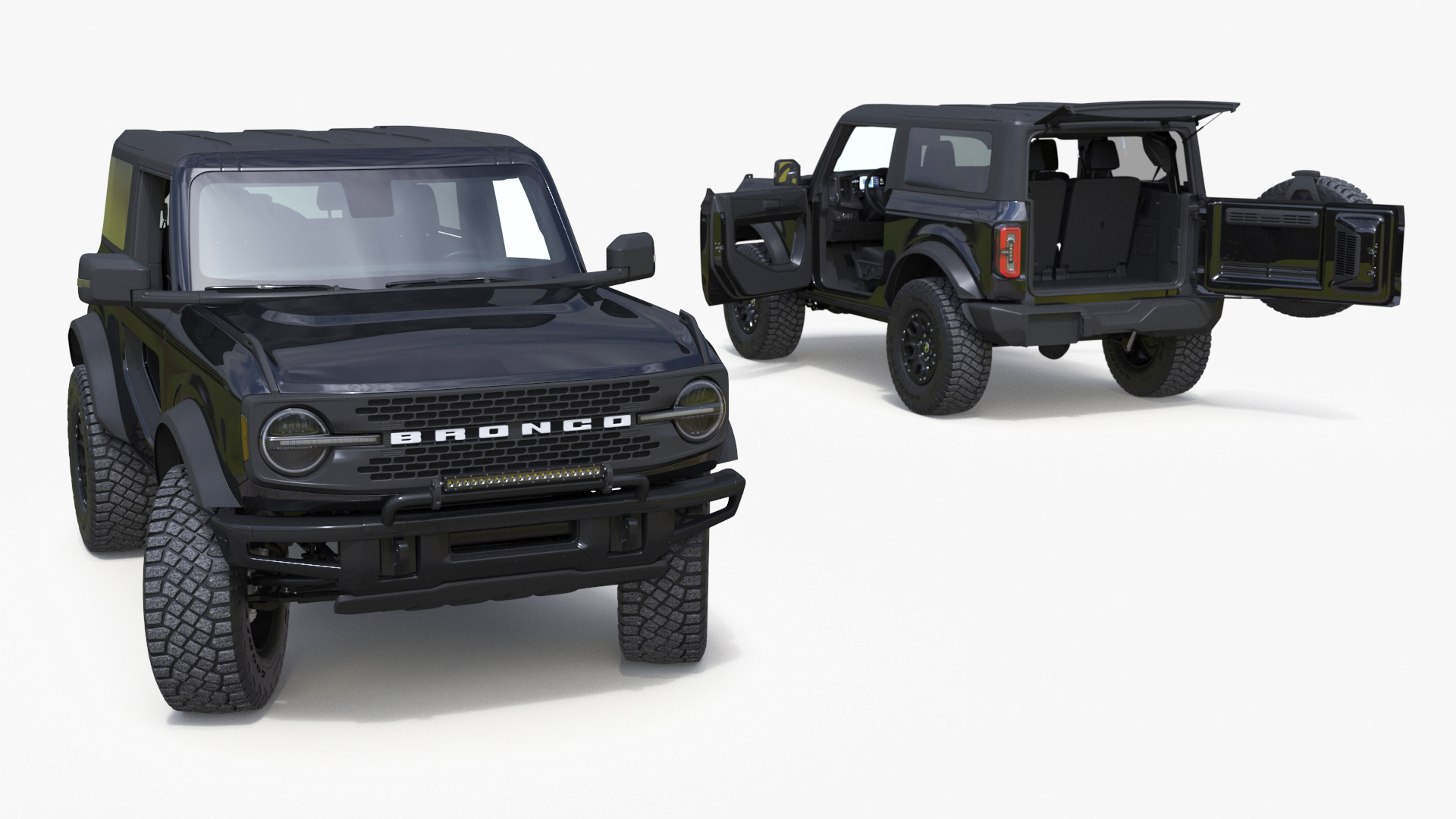 Ford Bronco Two Door 4X4 Shadow Black Rigged 3D model