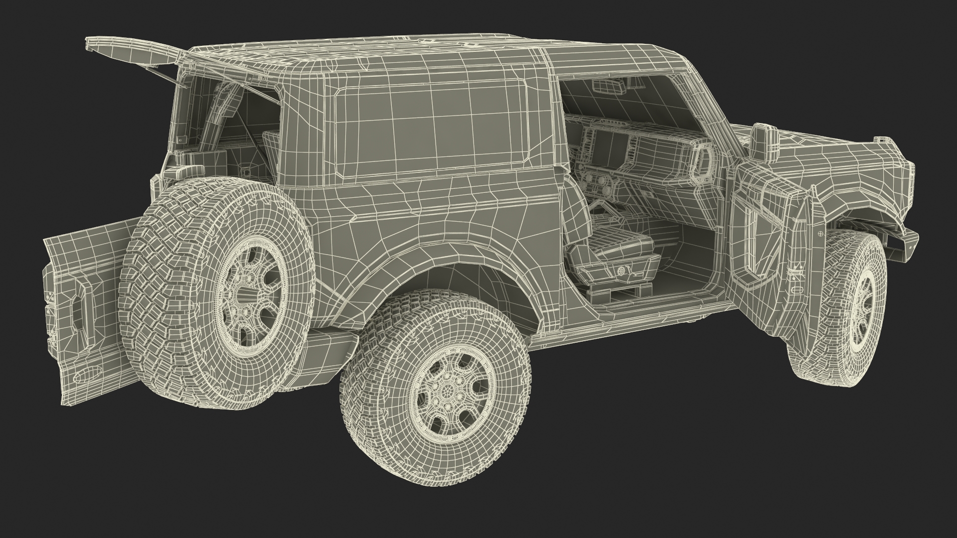 Ford Bronco Two Door 4X4 Shadow Black Rigged 3D model