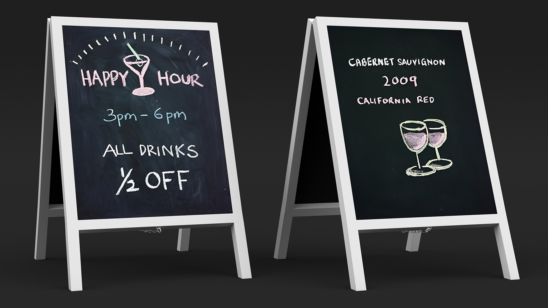 Tall Freestanding Chalkboard Sign White 3D model