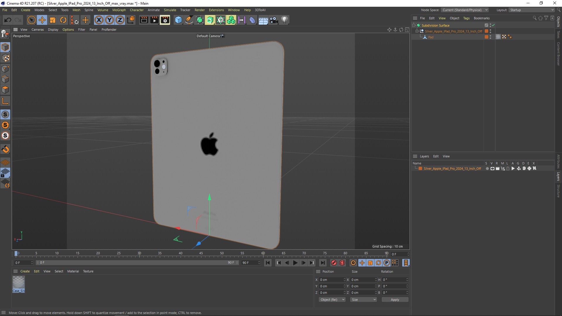 3D Silver Apple IPad Pro 2024 13 Inch Off model