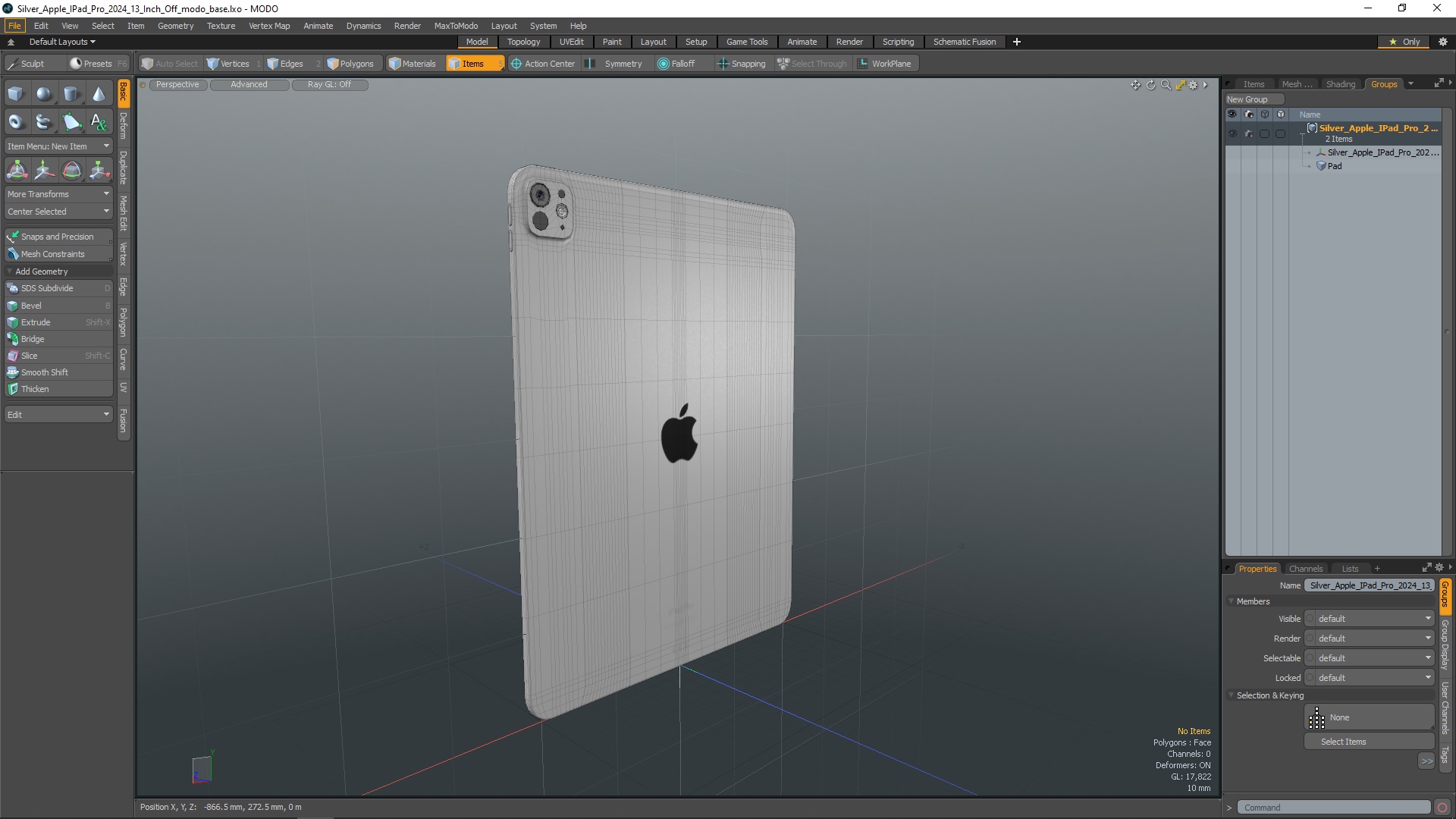 3D Silver Apple IPad Pro 2024 13 Inch Off model