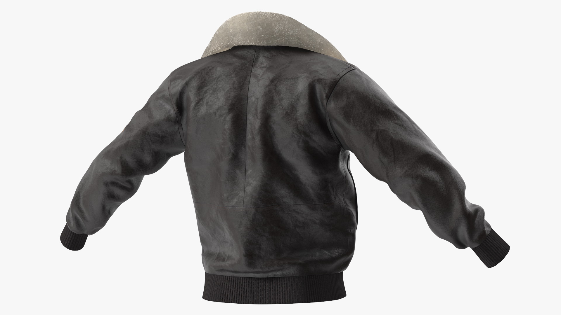 Flight Aviator Leather Jacket Brown Fur 3D model