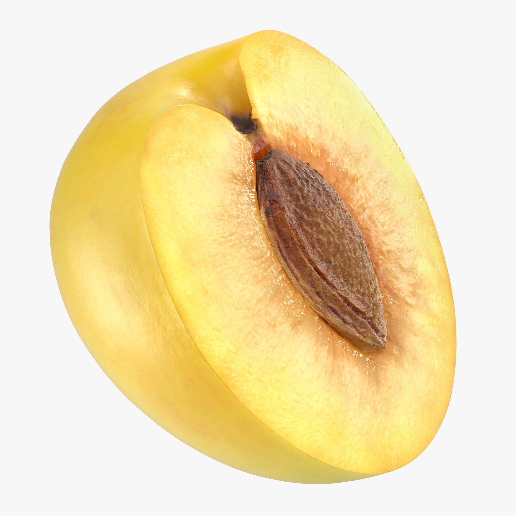 Half Wet Yellow Plum With Seed 3D Model