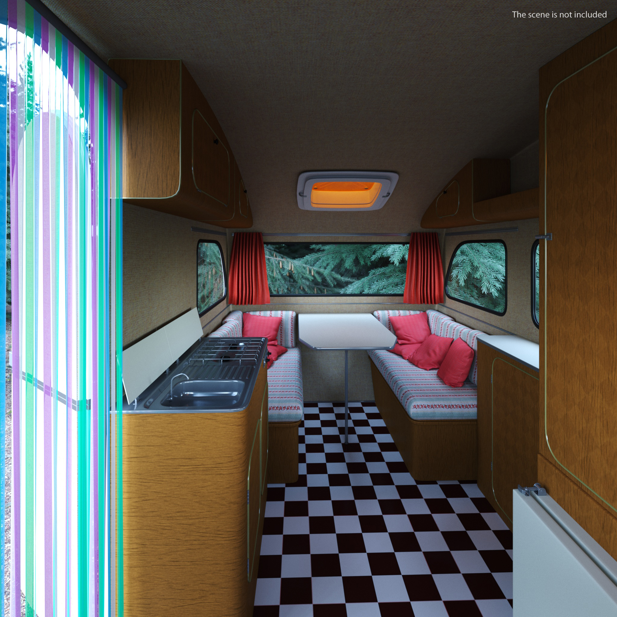 Classic Car with Caravan 3D model