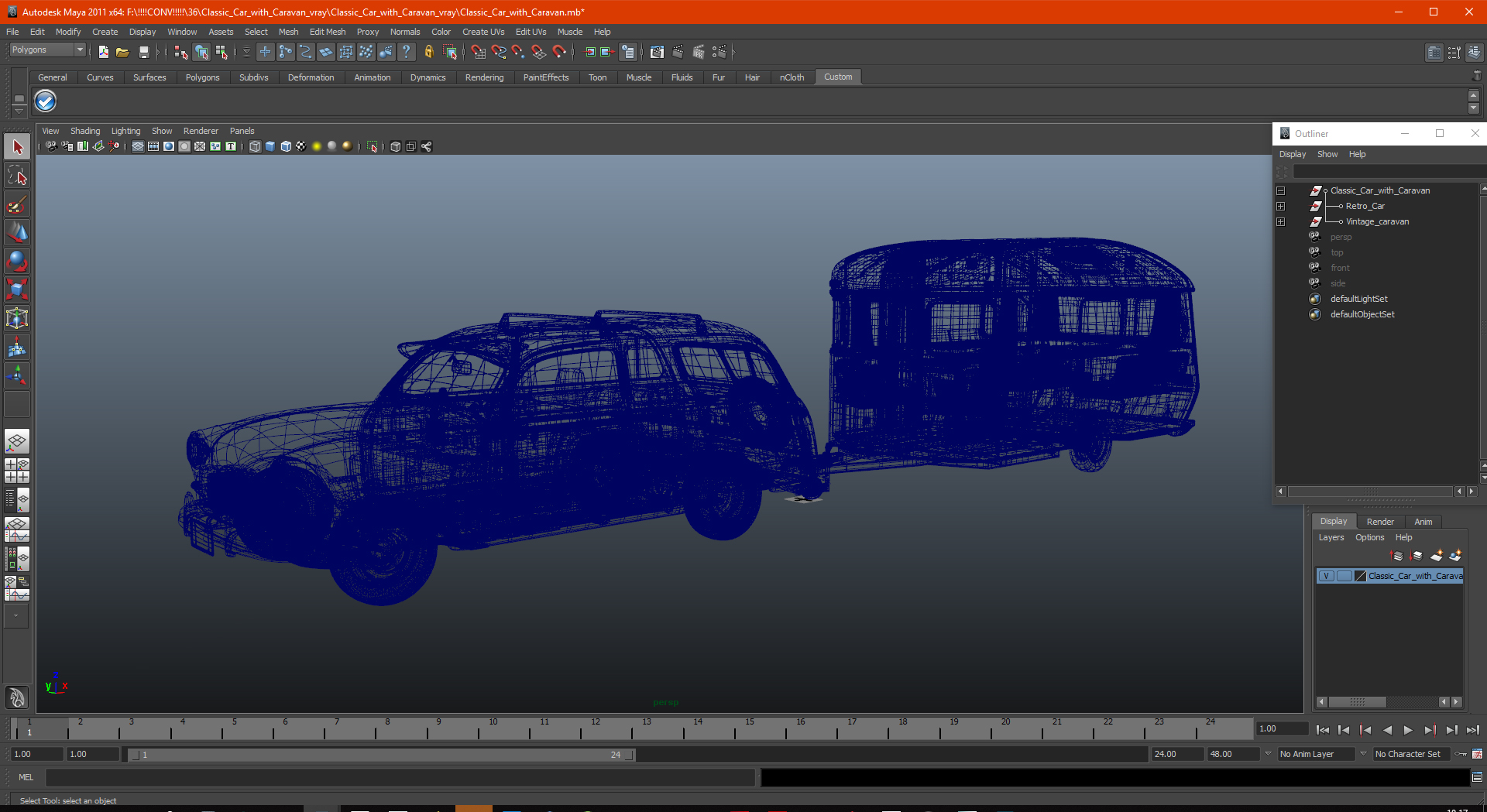 Classic Car with Caravan 3D model