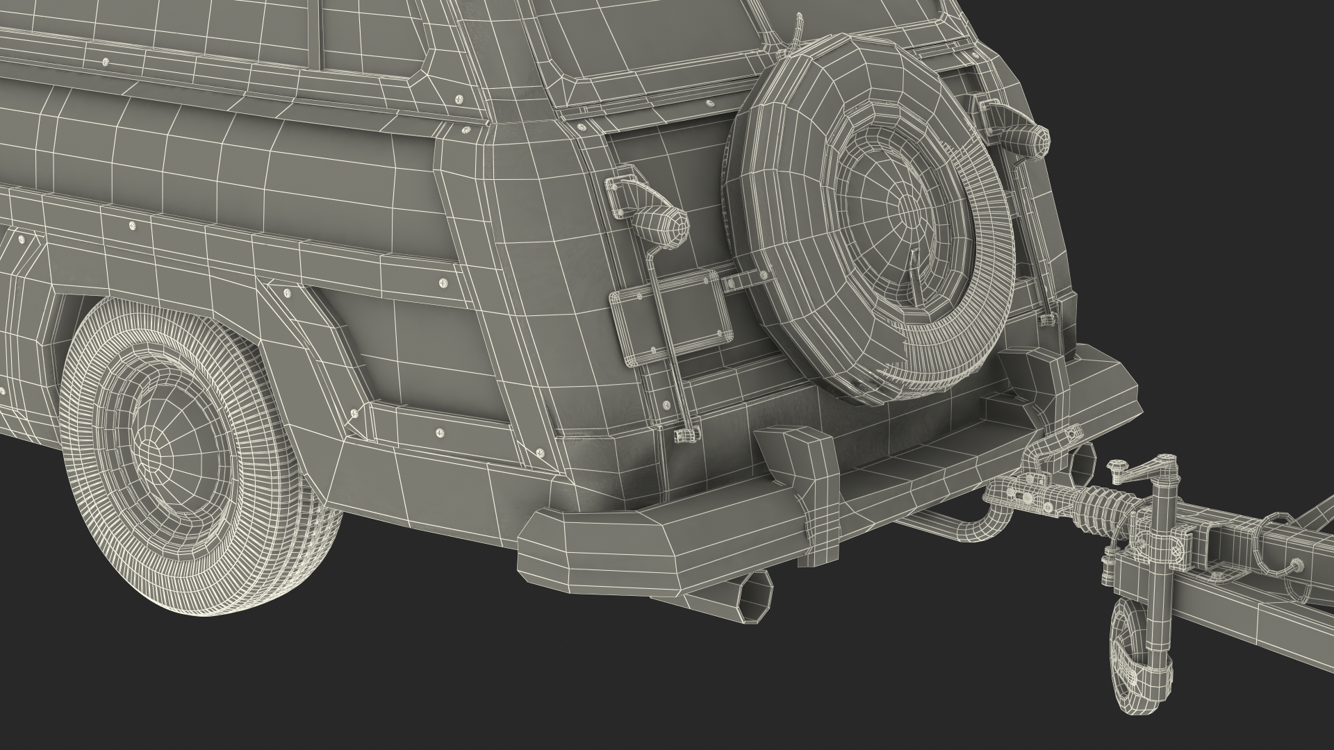 Classic Car with Caravan 3D model