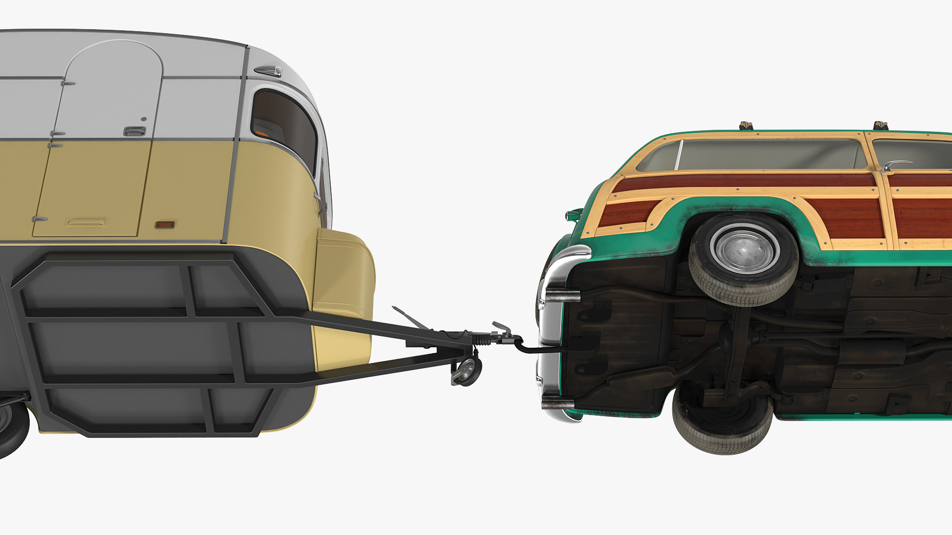 Classic Car with Caravan 3D model