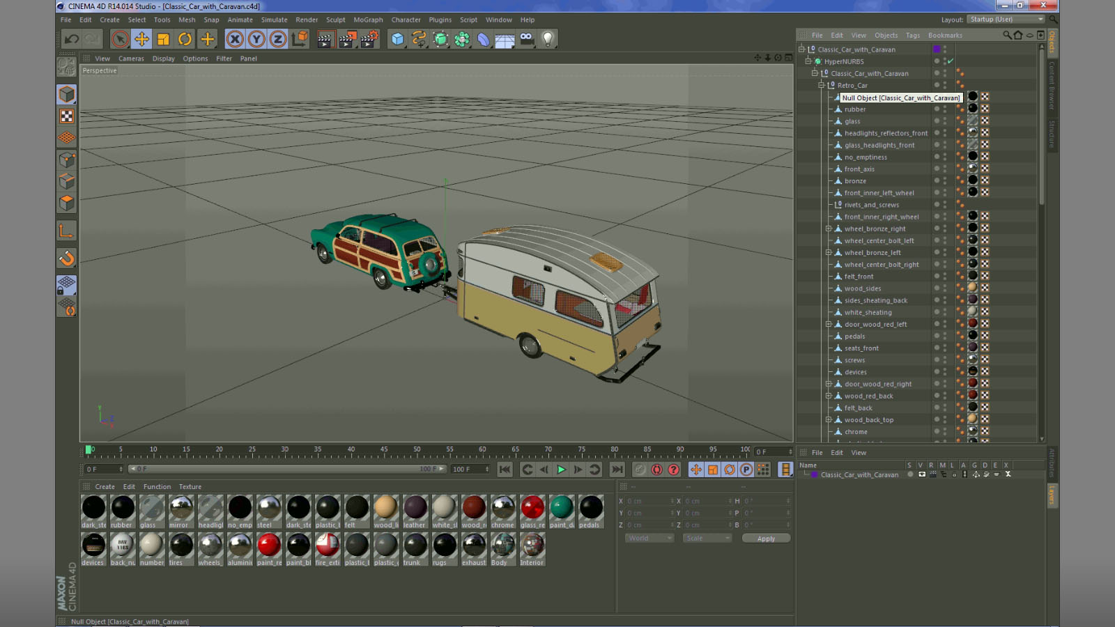 Classic Car with Caravan 3D model