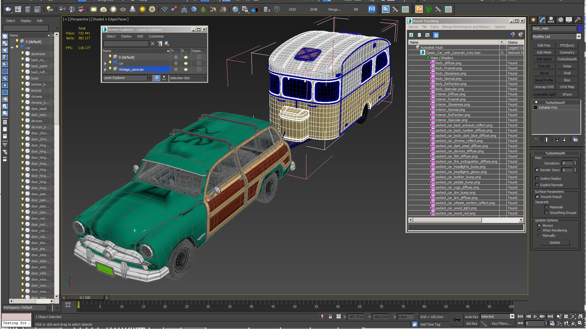 Classic Car with Caravan 3D model