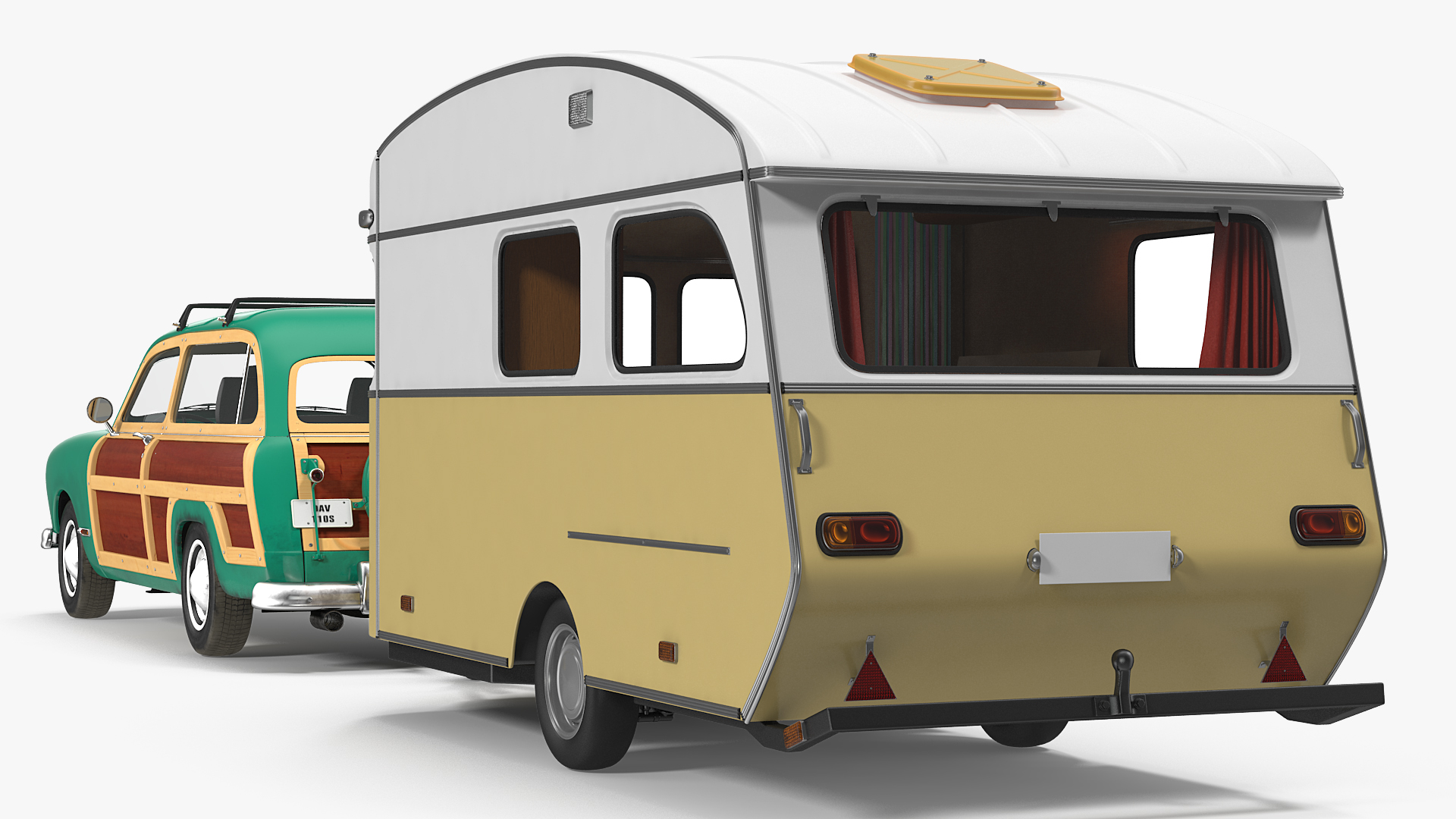 Classic Car with Caravan 3D model