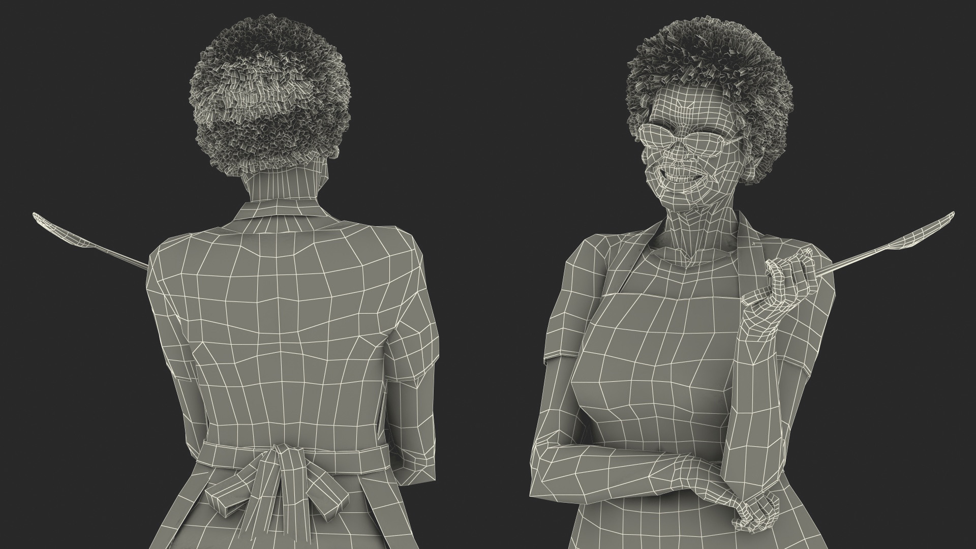 Kitchen Style Afro American Grandma Standing 3D model