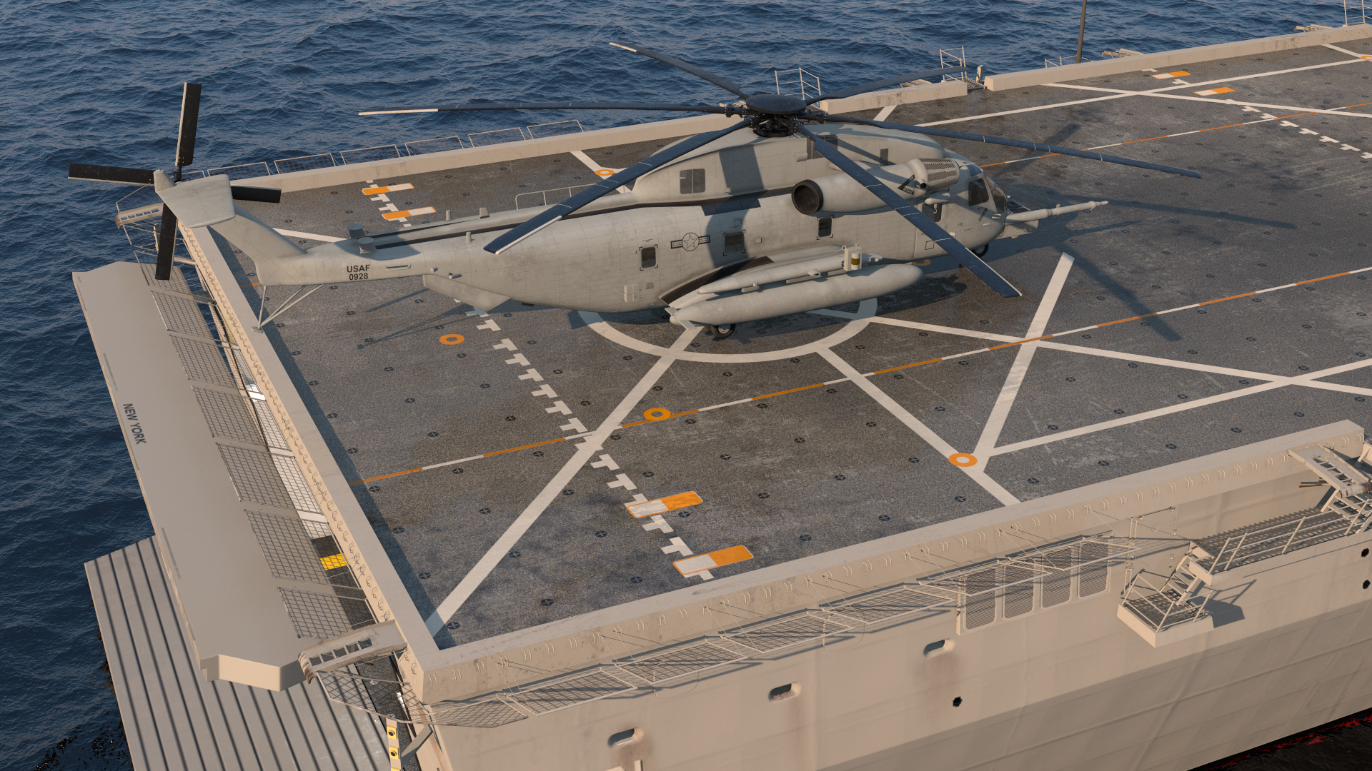 3D San Antonio Class with Sikorsky MH 53 Pave Low