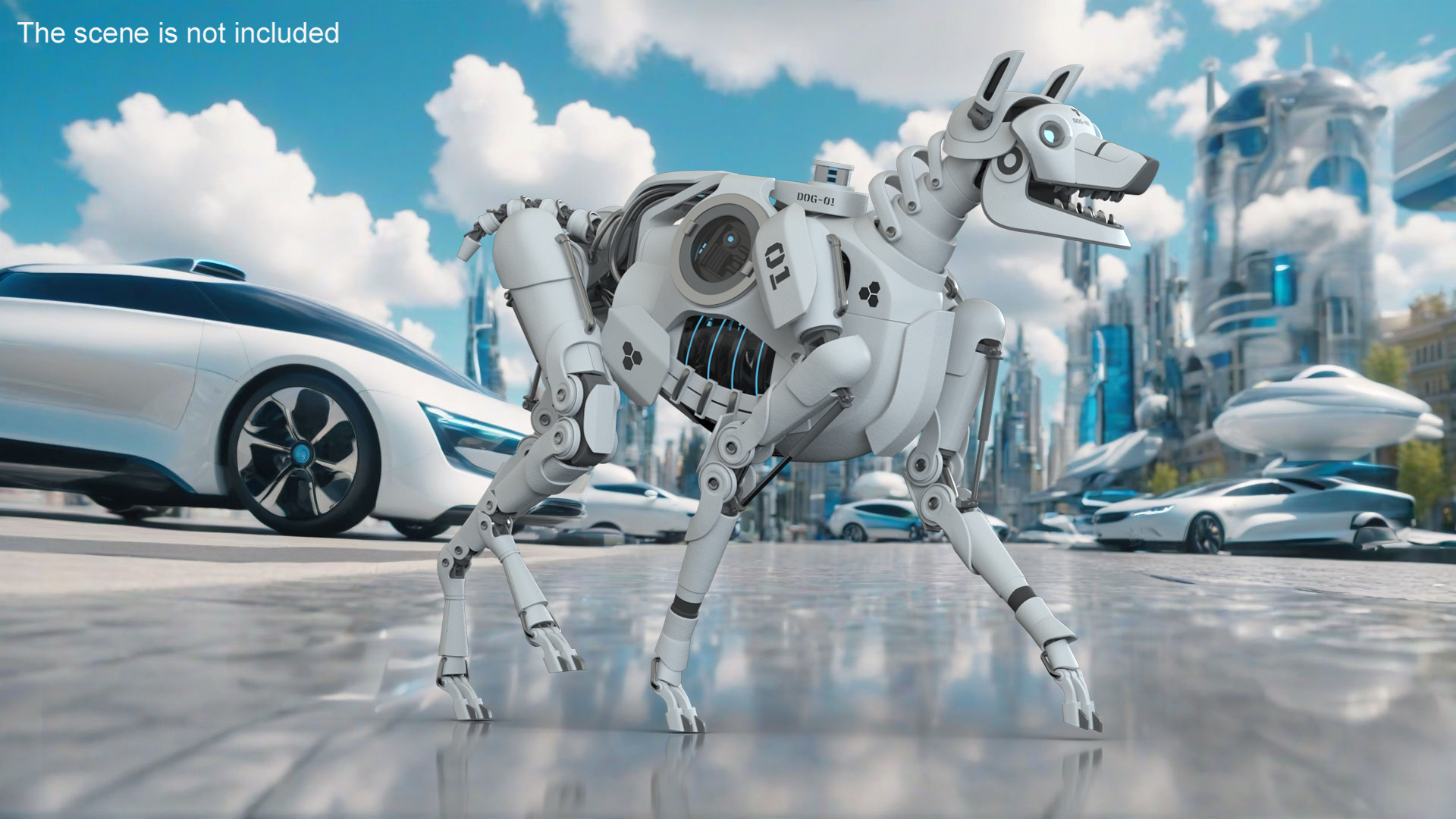 Futuristic Robotic Dog White in Walking Pose 3D model