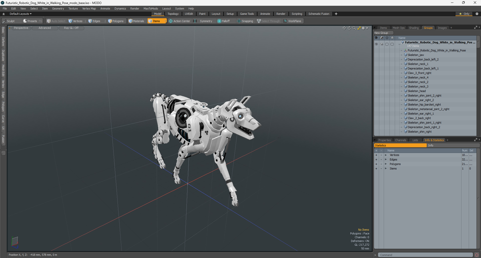Futuristic Robotic Dog White in Walking Pose 3D model