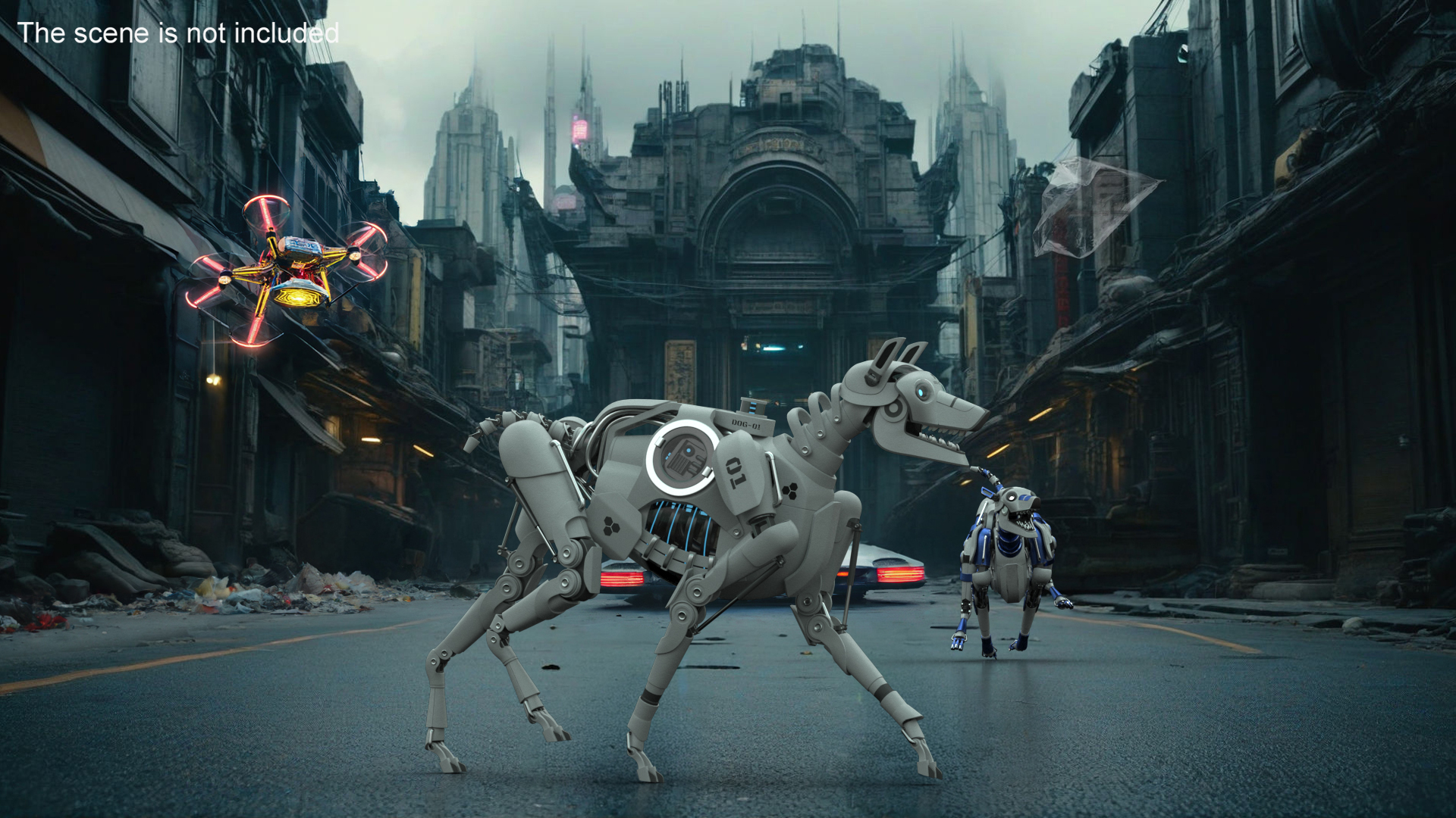 Futuristic Robotic Dog White in Walking Pose 3D model