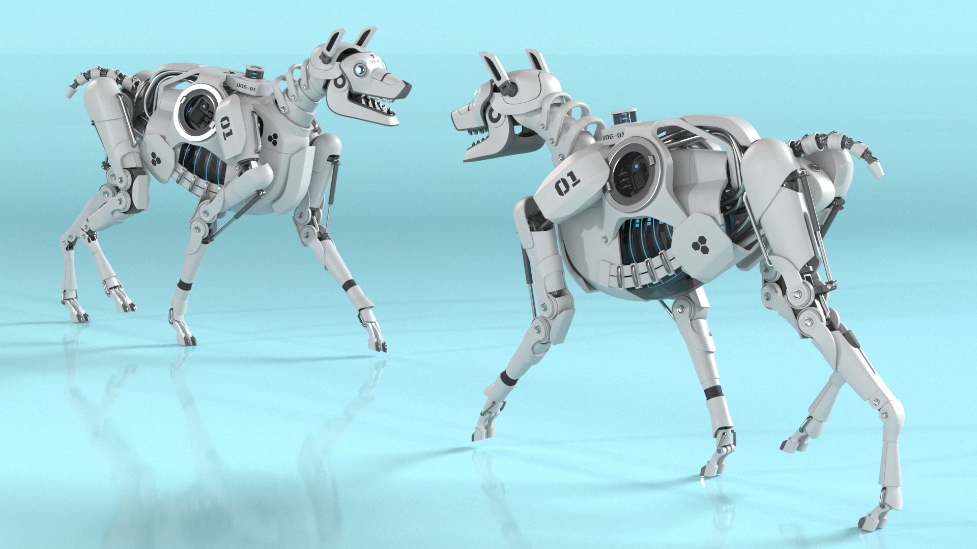 Futuristic Robotic Dog White in Walking Pose 3D model