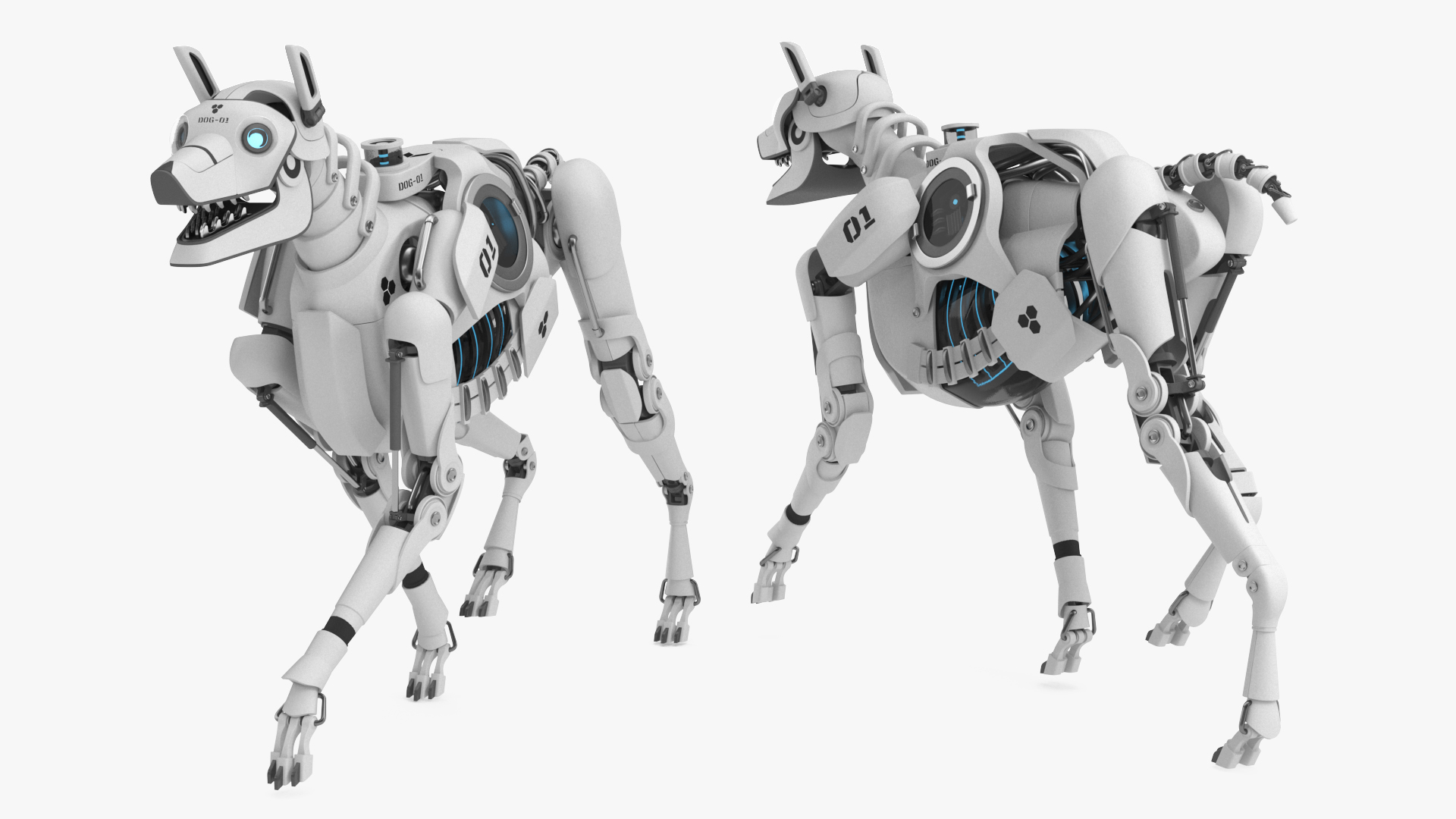 Futuristic Robotic Dog White in Walking Pose 3D model