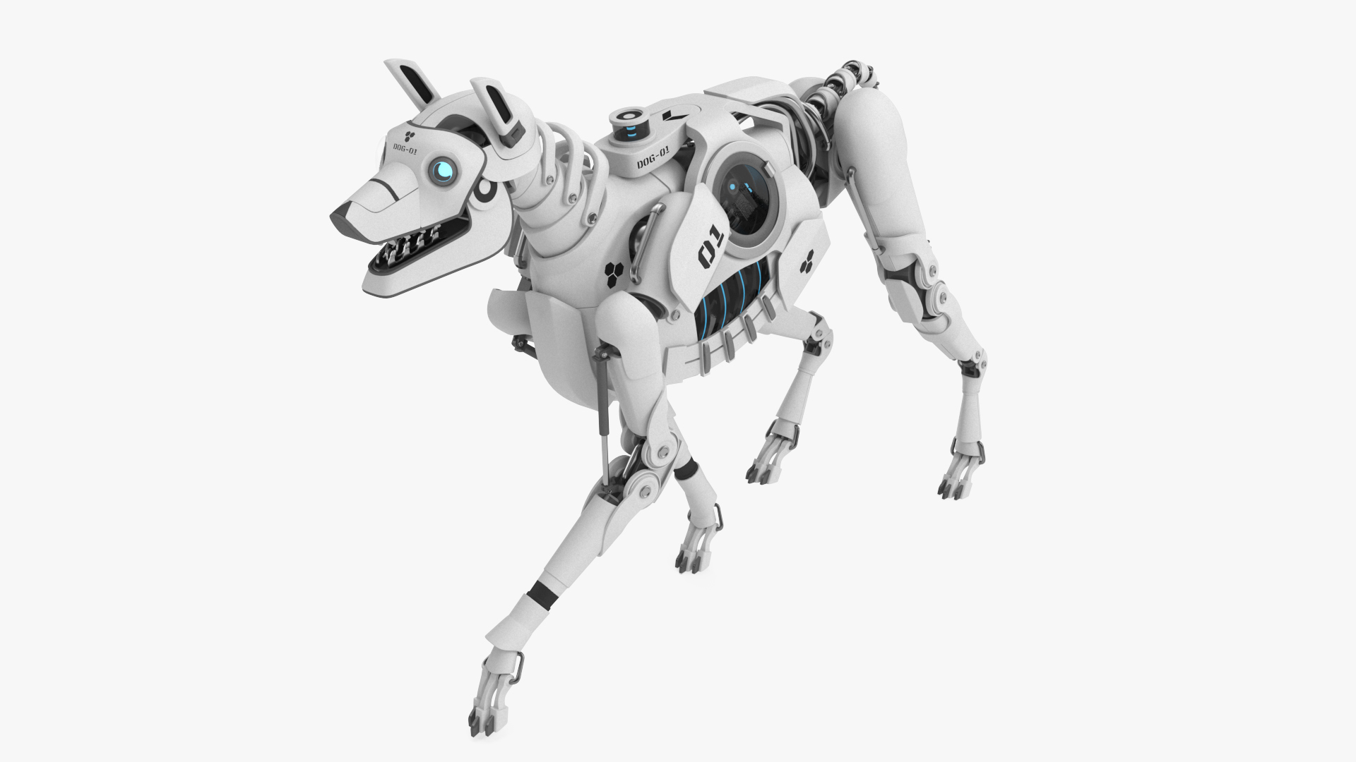 Futuristic Robotic Dog White in Walking Pose 3D model