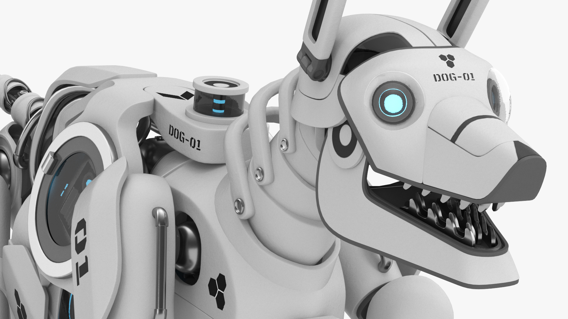 Futuristic Robotic Dog White in Walking Pose 3D model