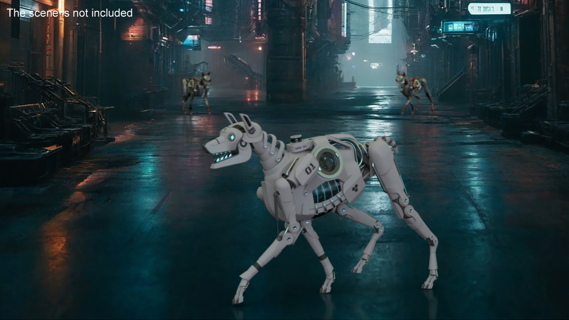 Futuristic Robotic Dog White in Walking Pose 3D model