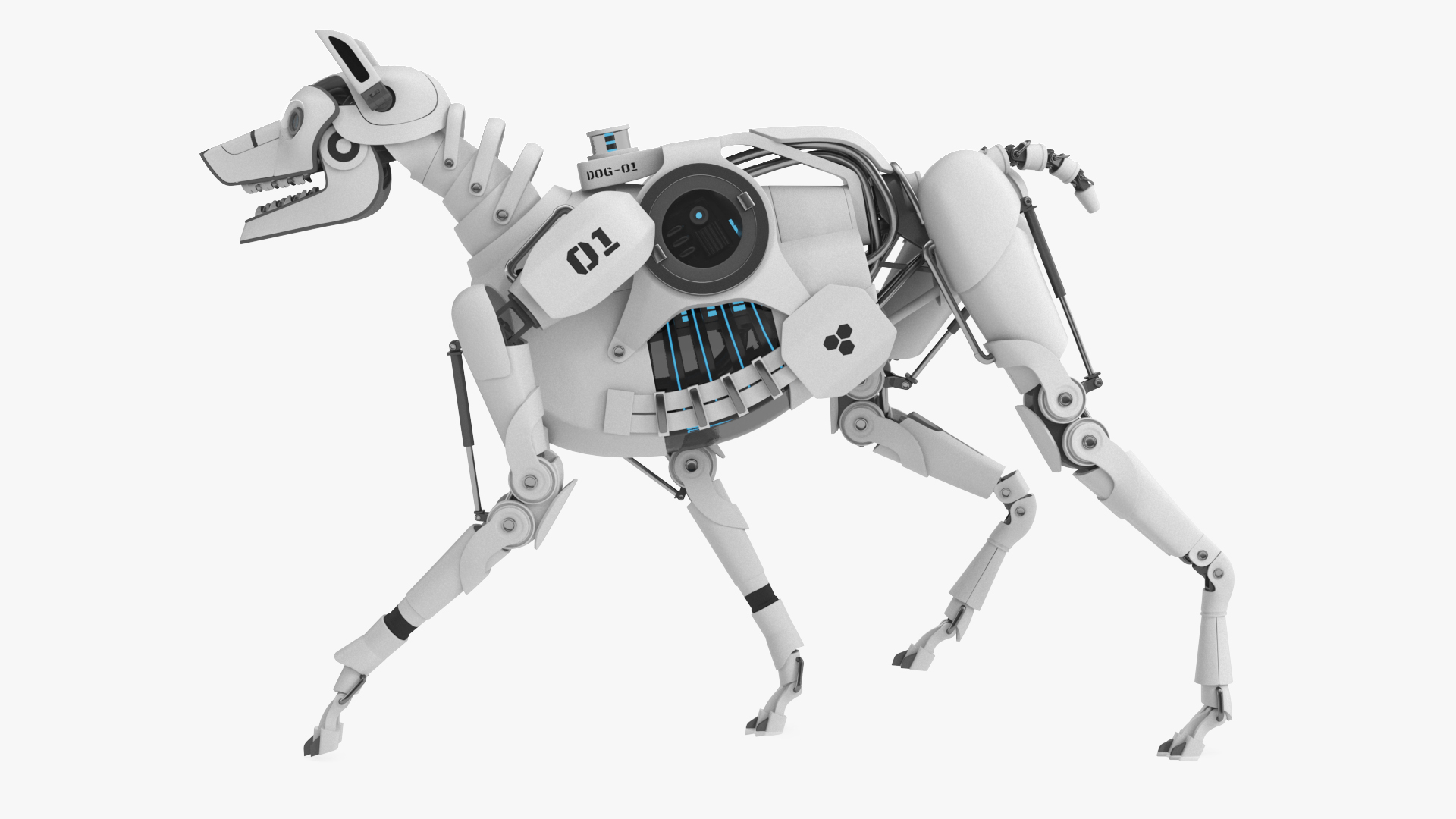 Futuristic Robotic Dog White in Walking Pose 3D model