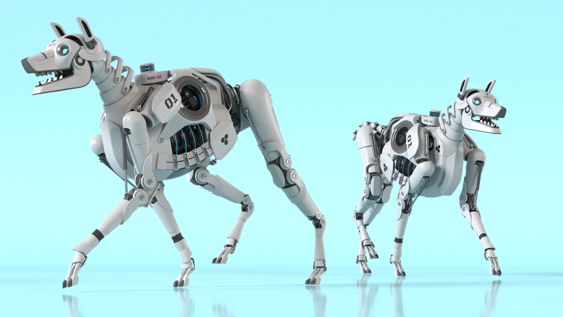 Futuristic Robotic Dog White in Walking Pose 3D model