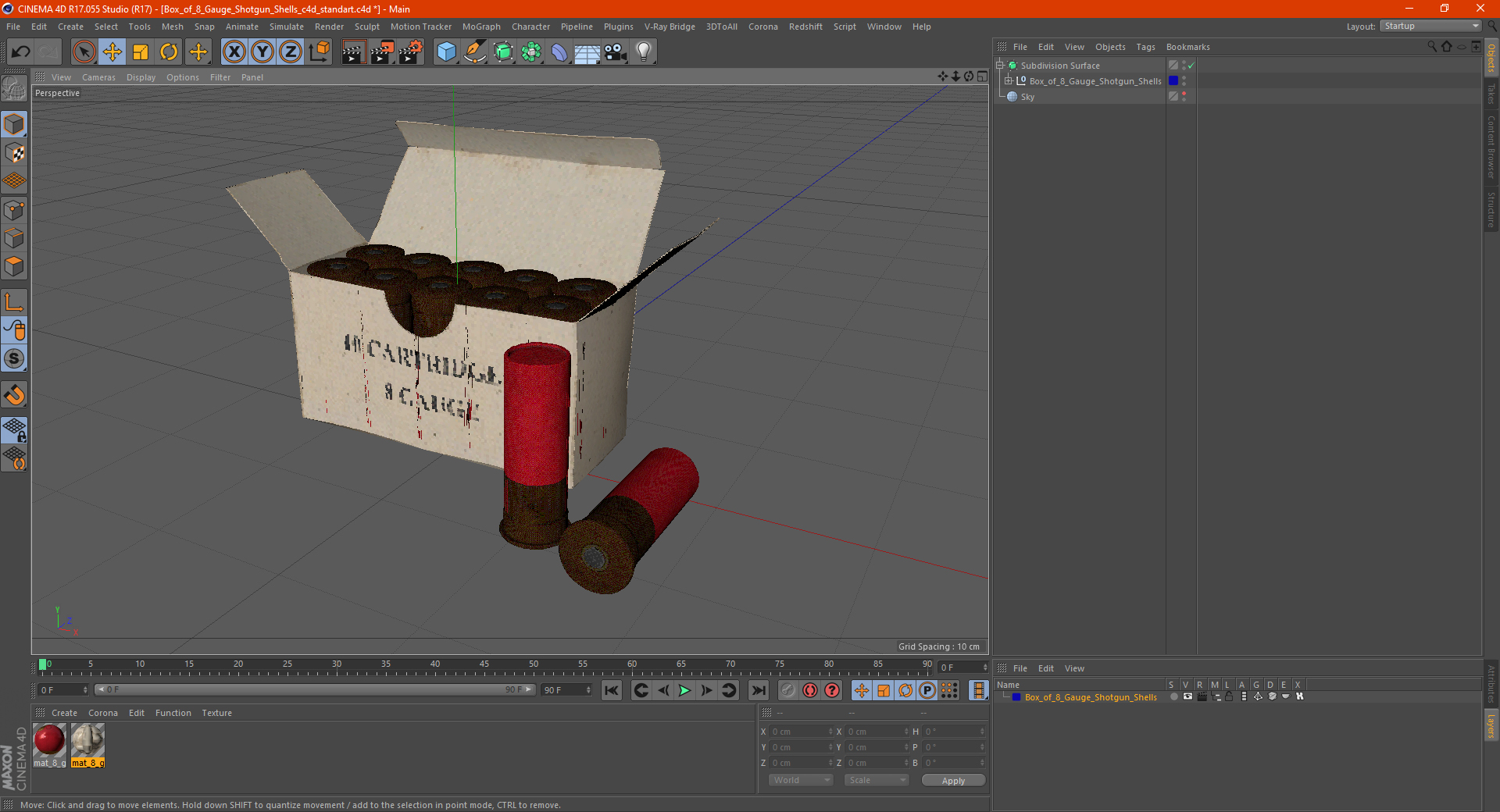 Box of 8 Gauge Shotgun Shells 3D model