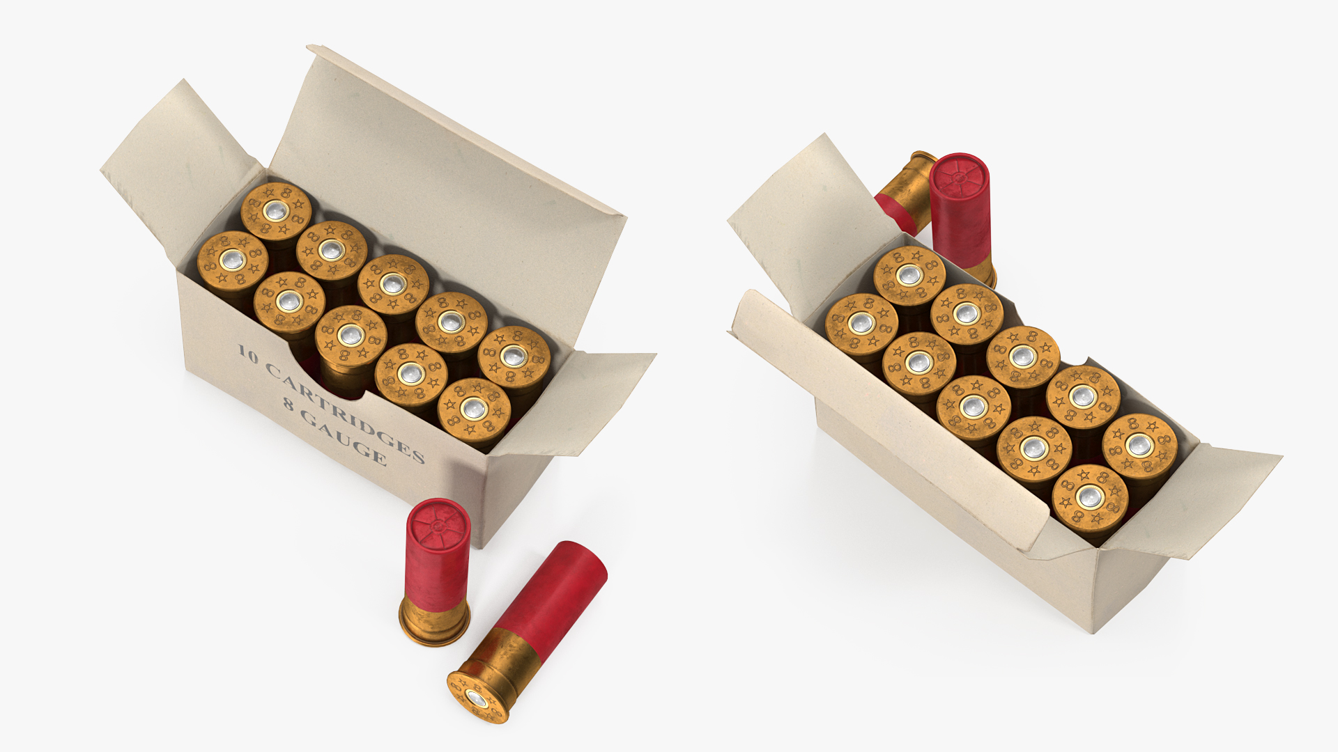 Box of 8 Gauge Shotgun Shells 3D model
