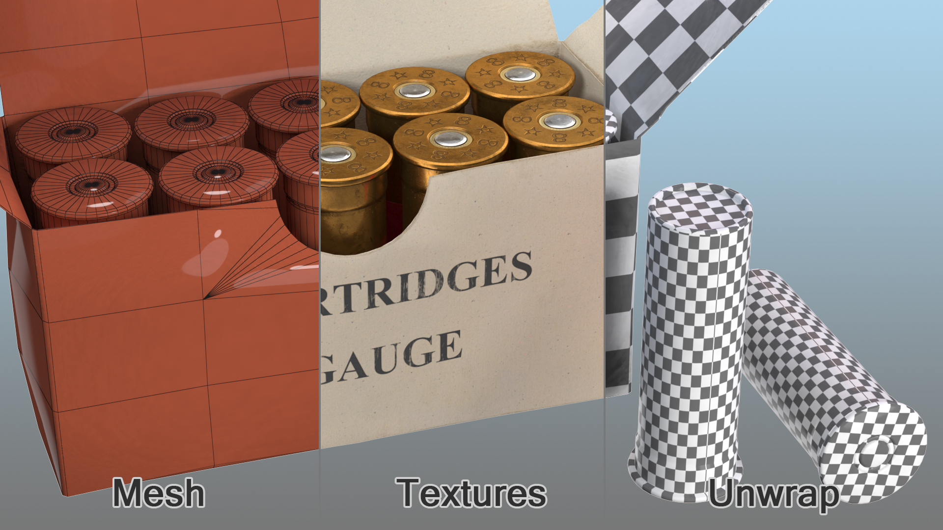 Box of 8 Gauge Shotgun Shells 3D model
