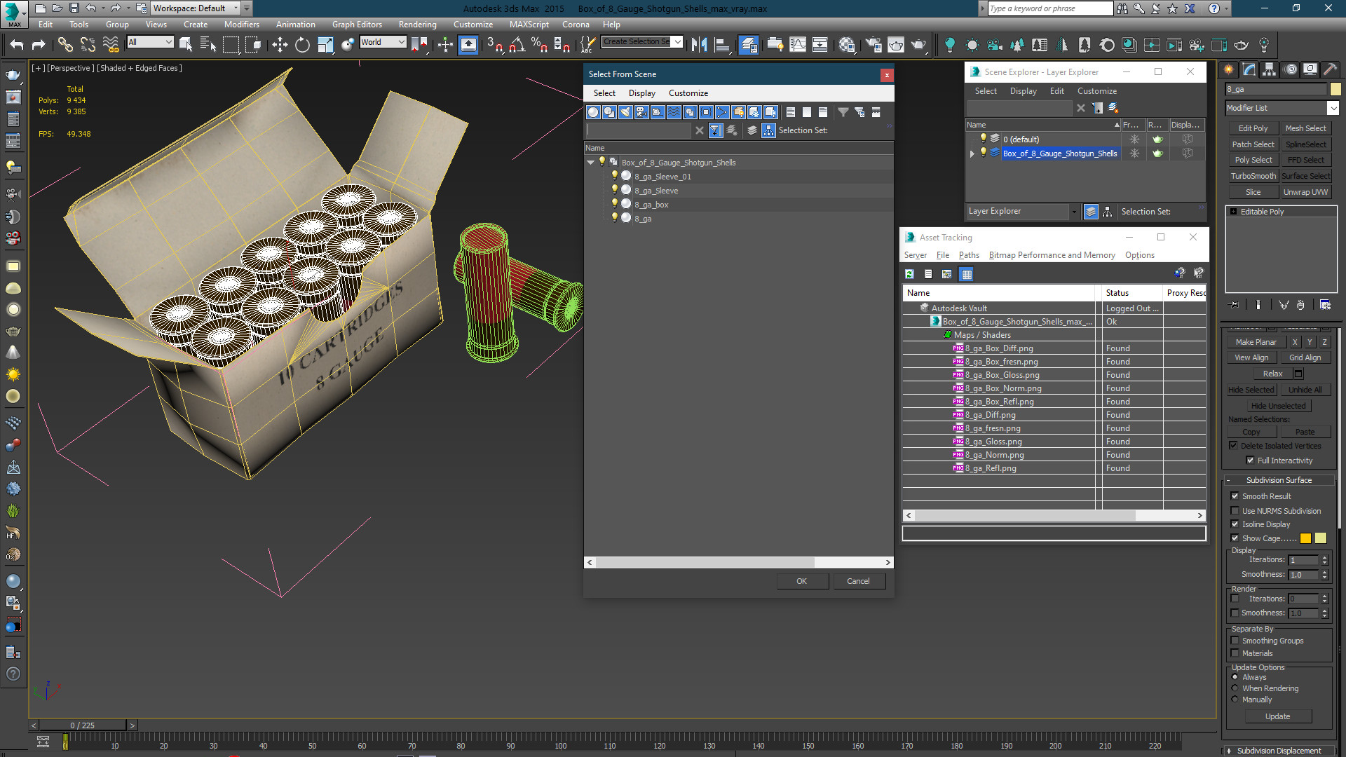 Box of 8 Gauge Shotgun Shells 3D model