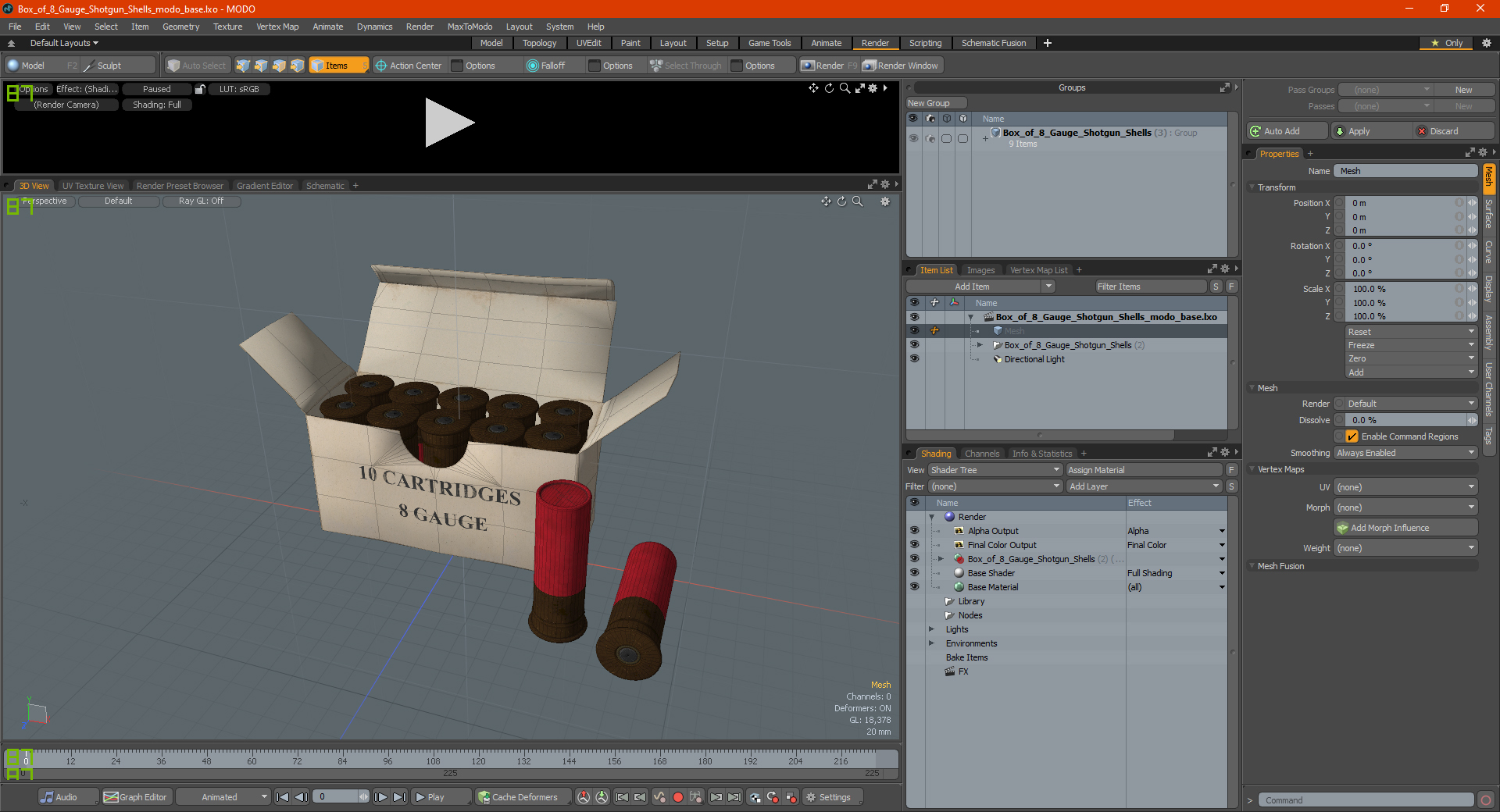 Box of 8 Gauge Shotgun Shells 3D model