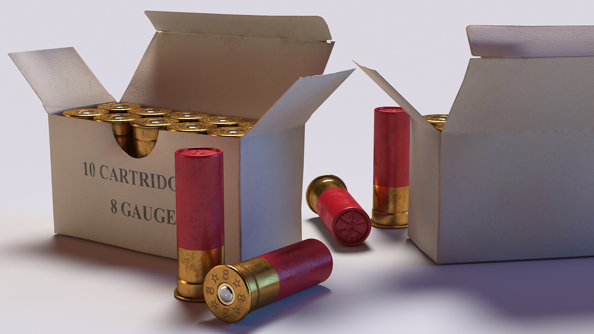 Box of 8 Gauge Shotgun Shells 3D model