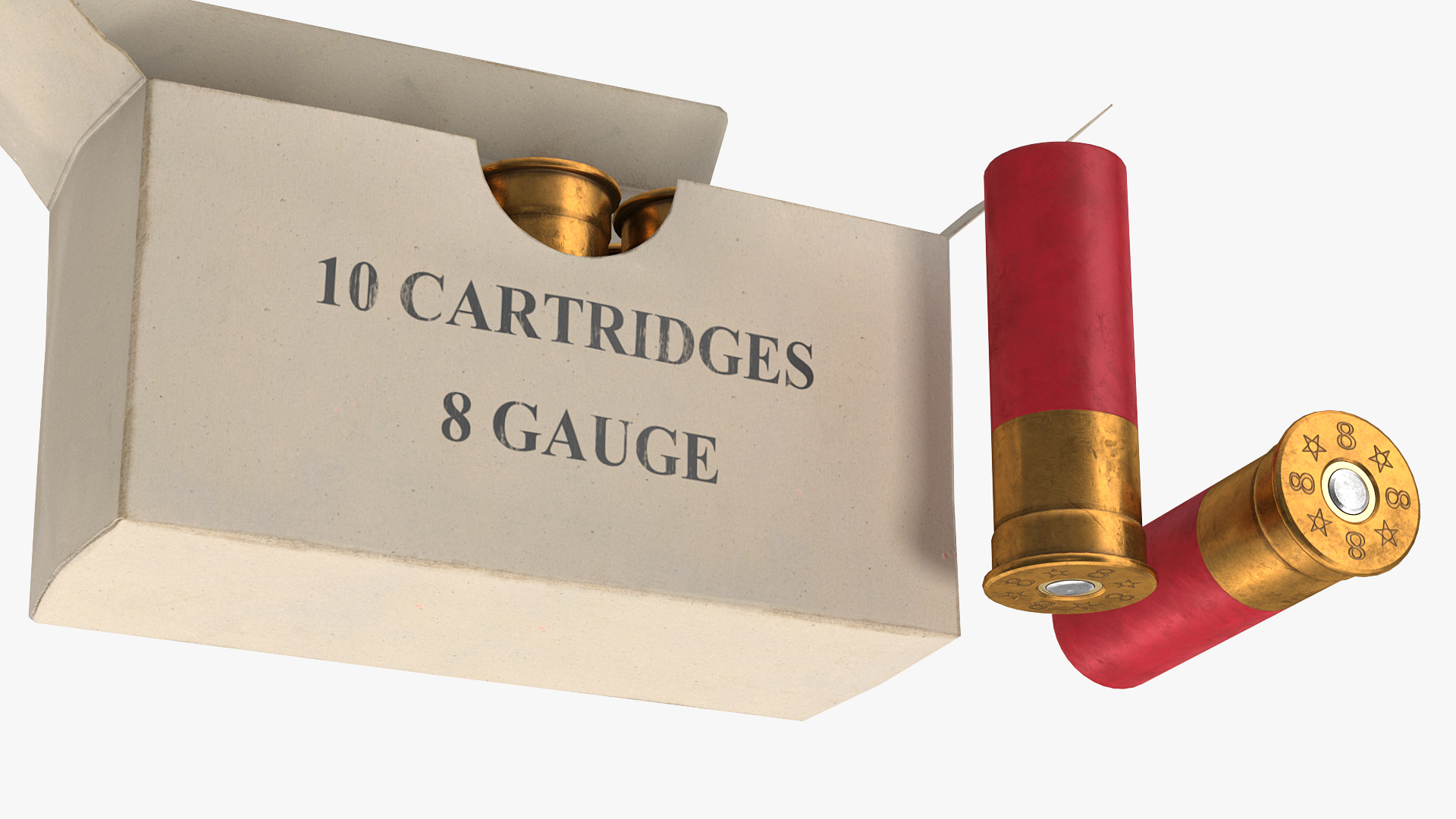 Box of 8 Gauge Shotgun Shells 3D model