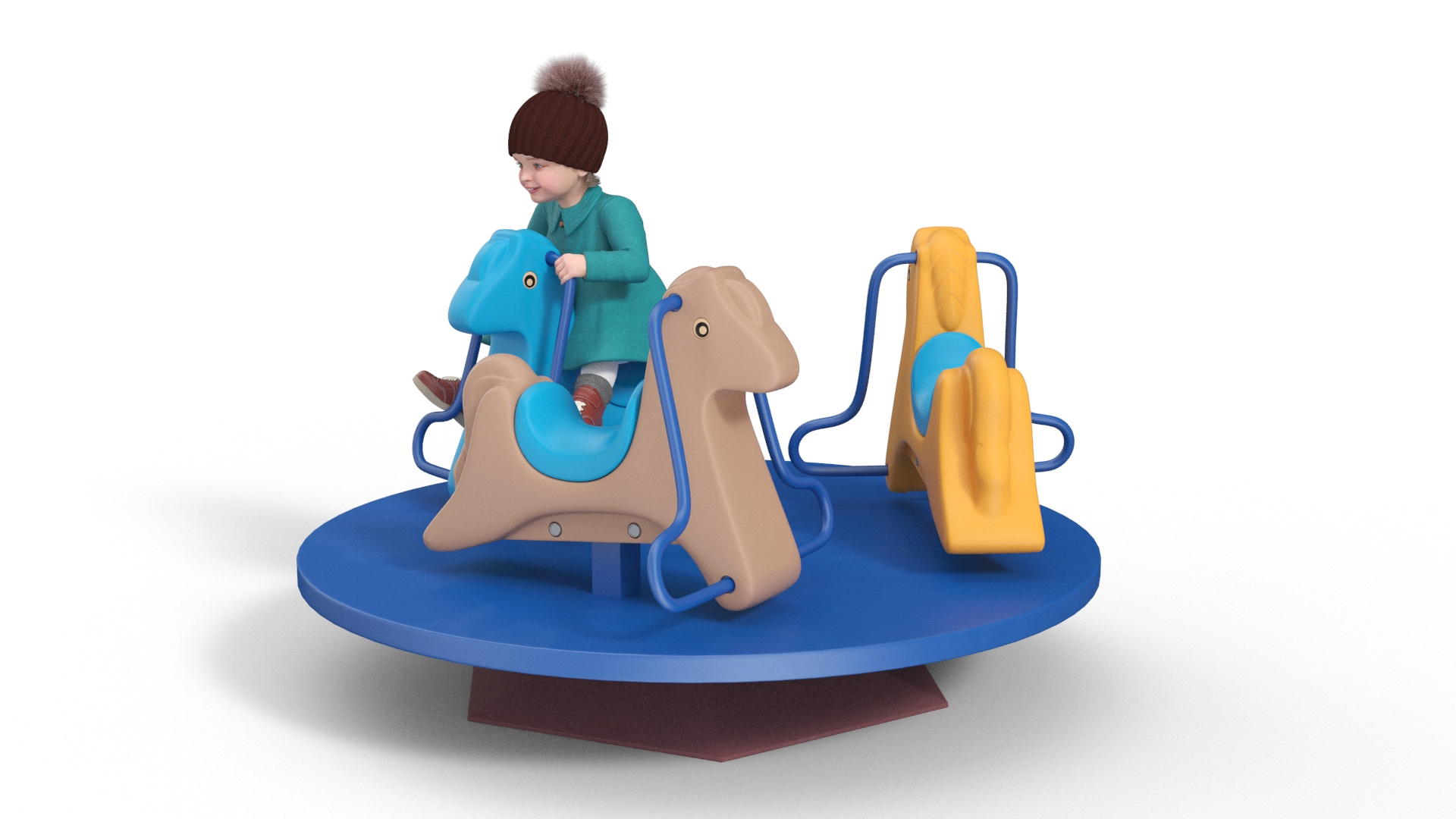 Baby Girl on Carousel Fur Rigged 3D