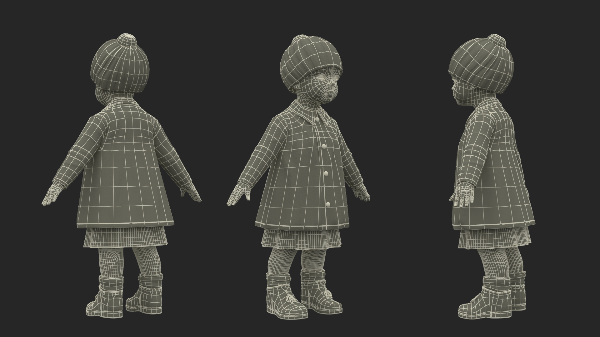 Baby Girl on Carousel Fur Rigged 3D