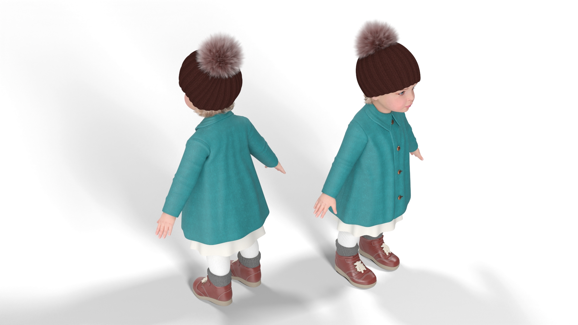 Baby Girl on Carousel Fur Rigged 3D