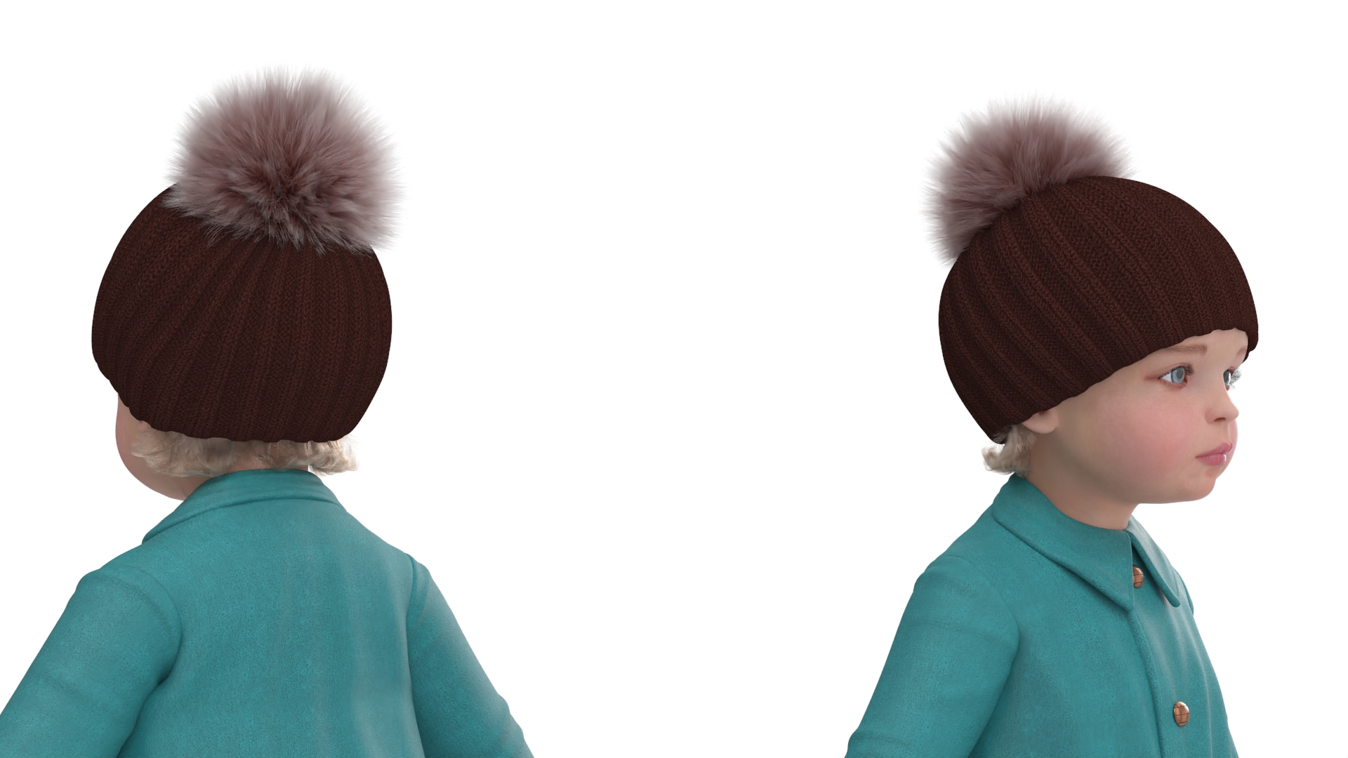Baby Girl on Carousel Fur Rigged 3D