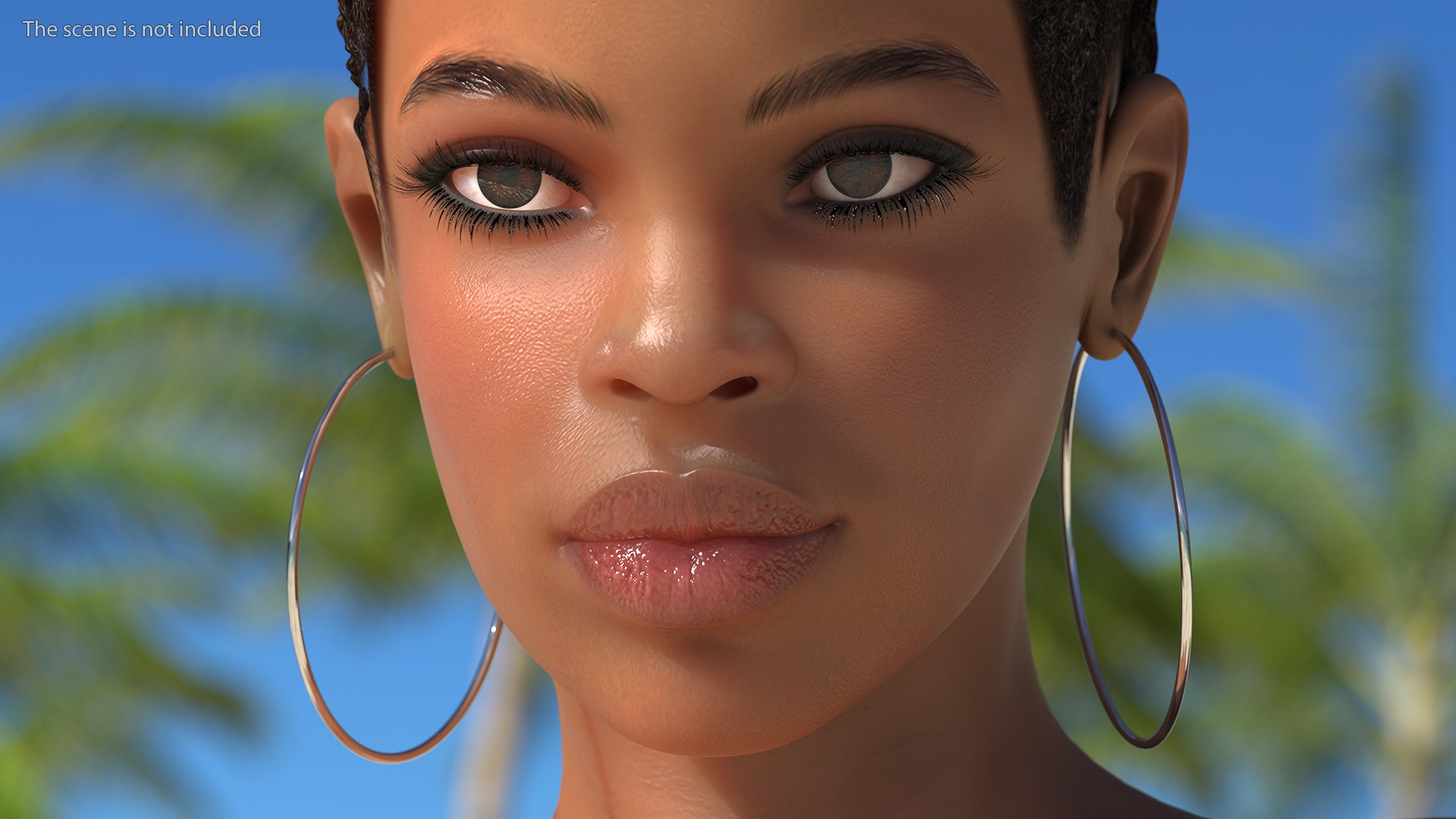 3D model Nude Light Skin Black Woman Walking Pose