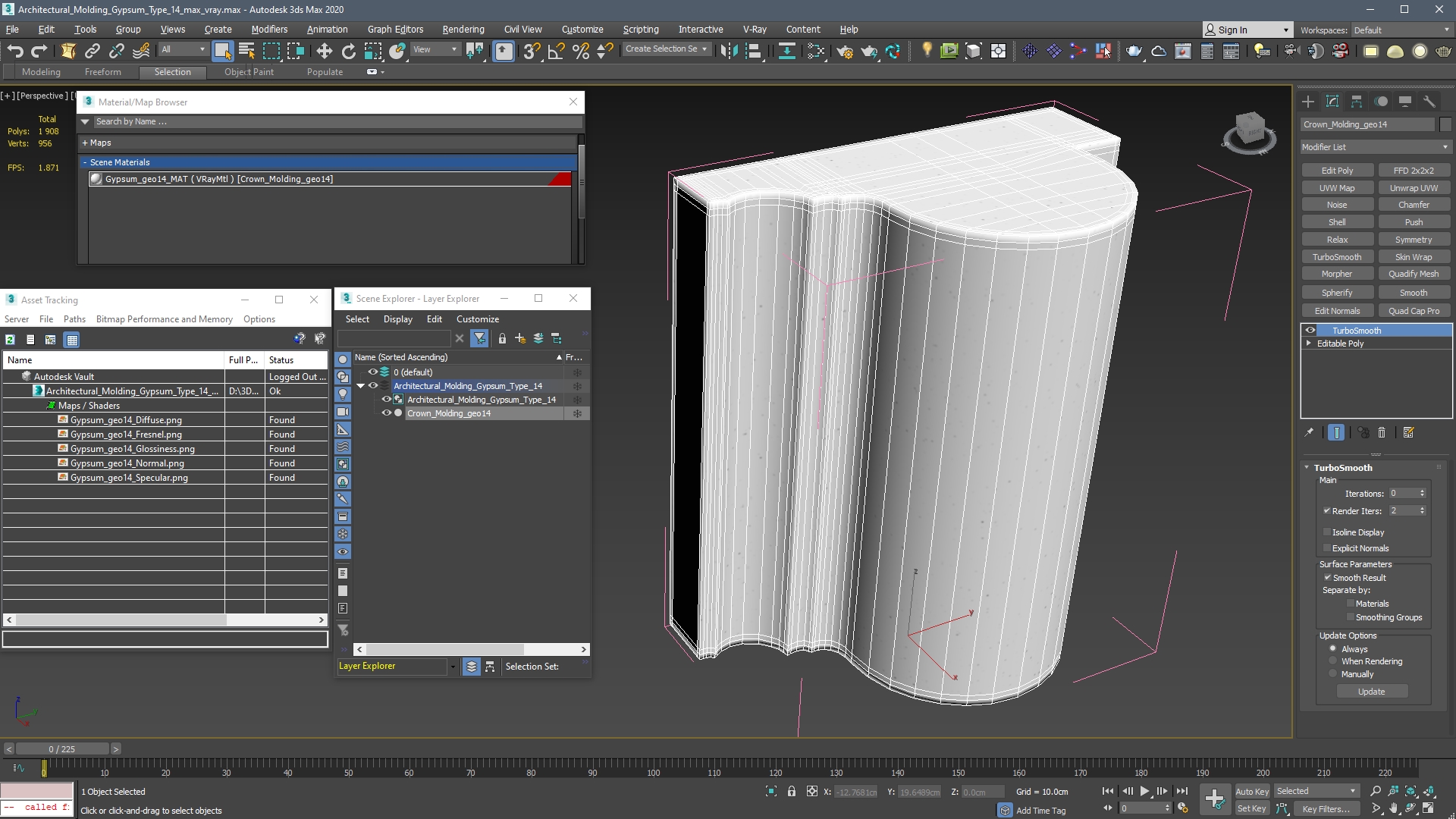 3D Architectural Molding Gypsum Type 14