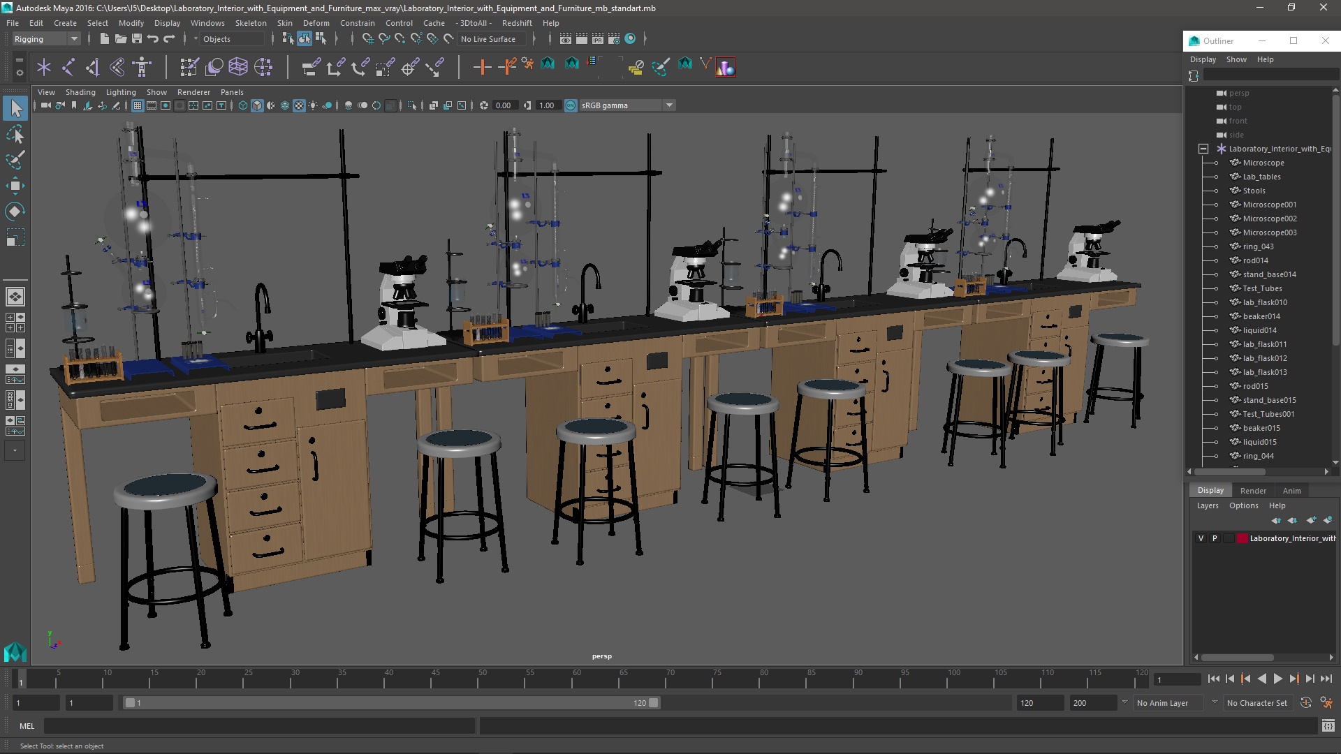 3D Laboratory Interior with Equipment and Furniture model