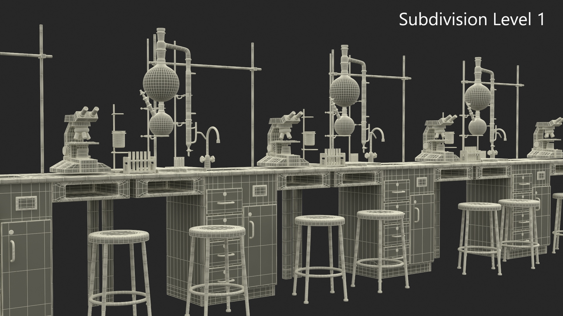 3D Laboratory Interior with Equipment and Furniture model