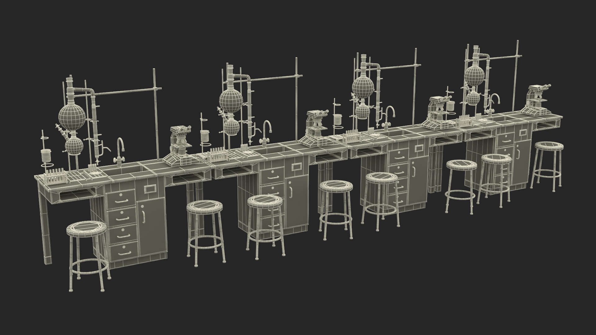 3D Laboratory Interior with Equipment and Furniture model