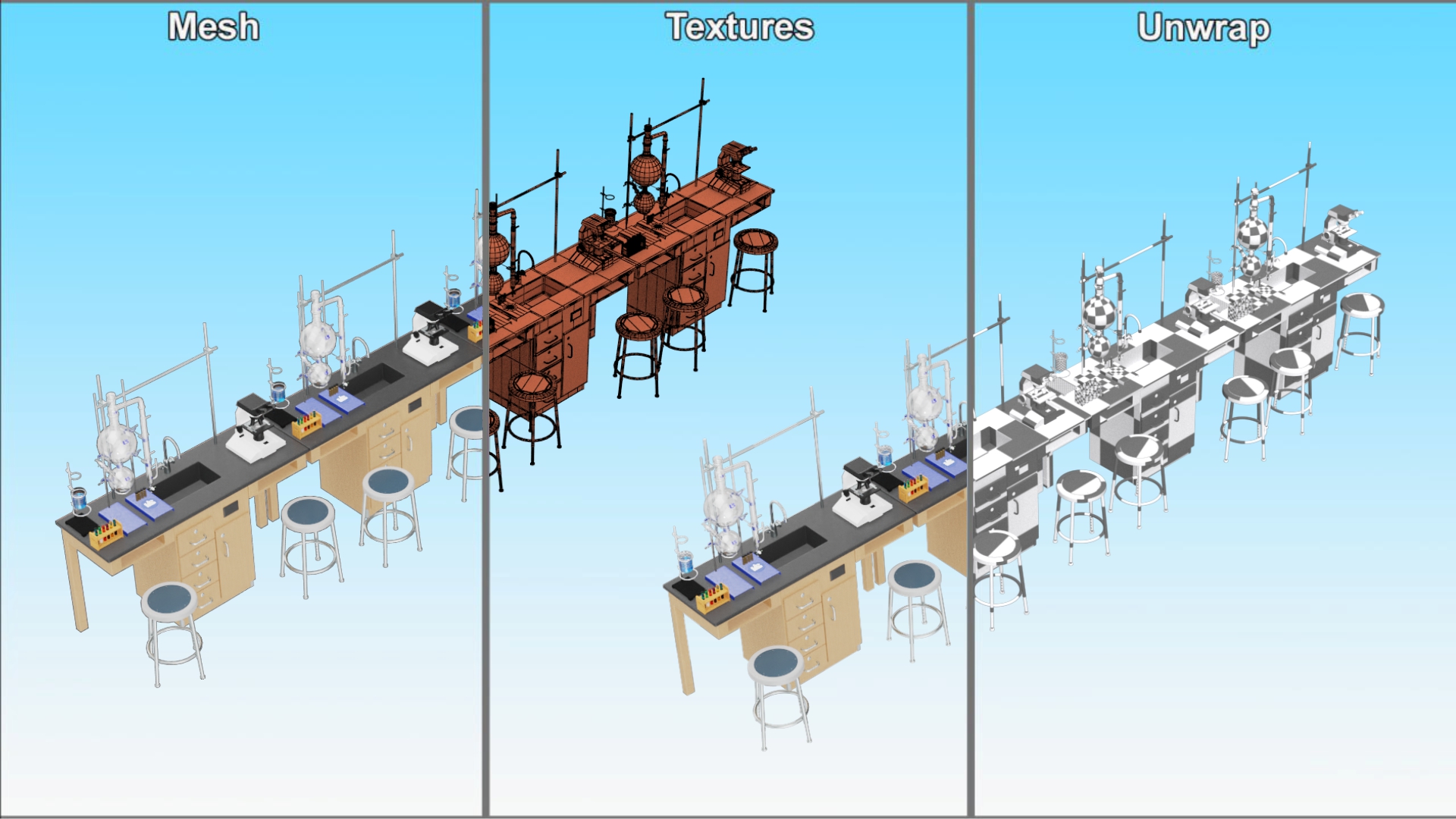 3D Laboratory Interior with Equipment and Furniture model