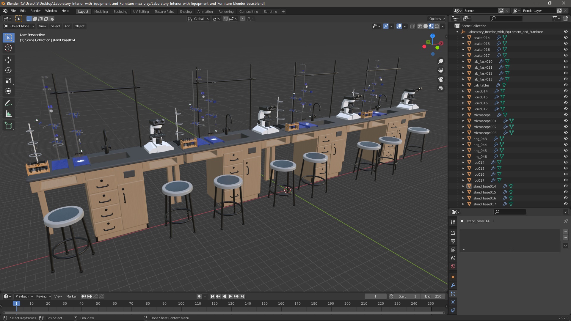 3D Laboratory Interior with Equipment and Furniture model