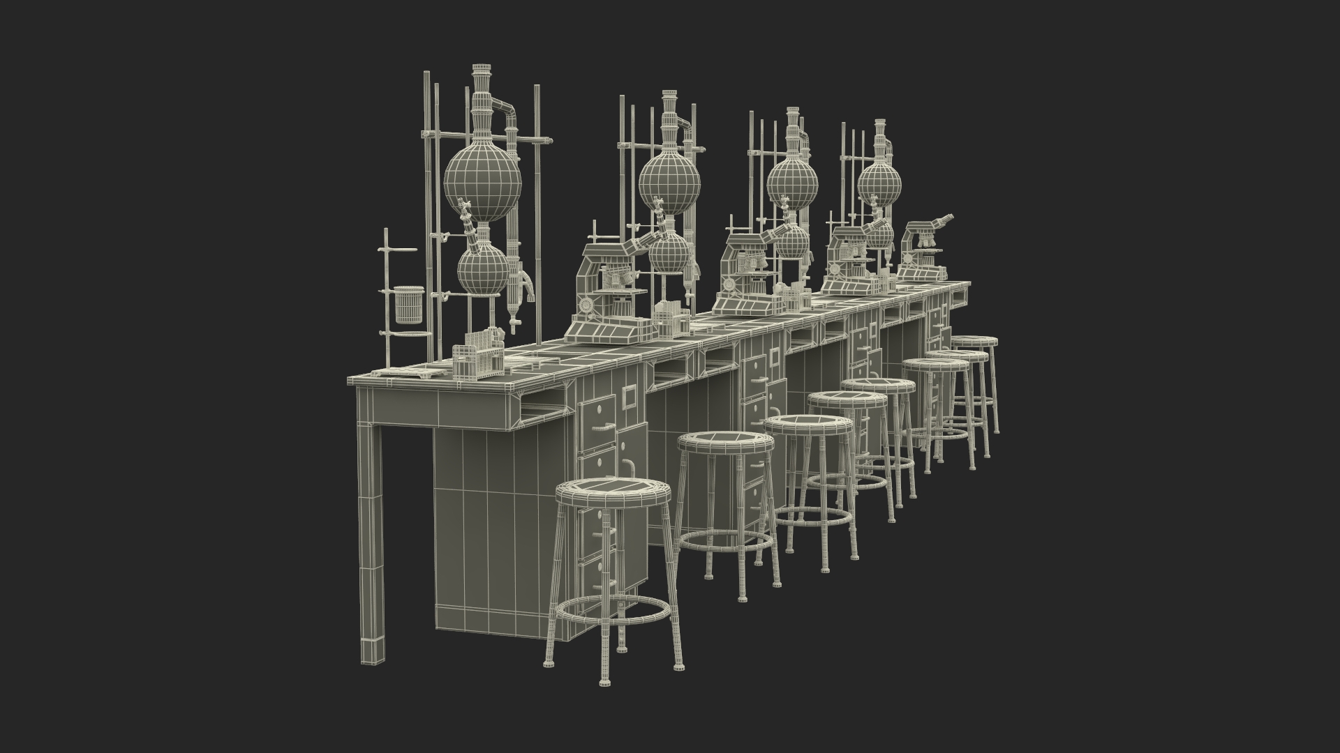 3D Laboratory Interior with Equipment and Furniture model