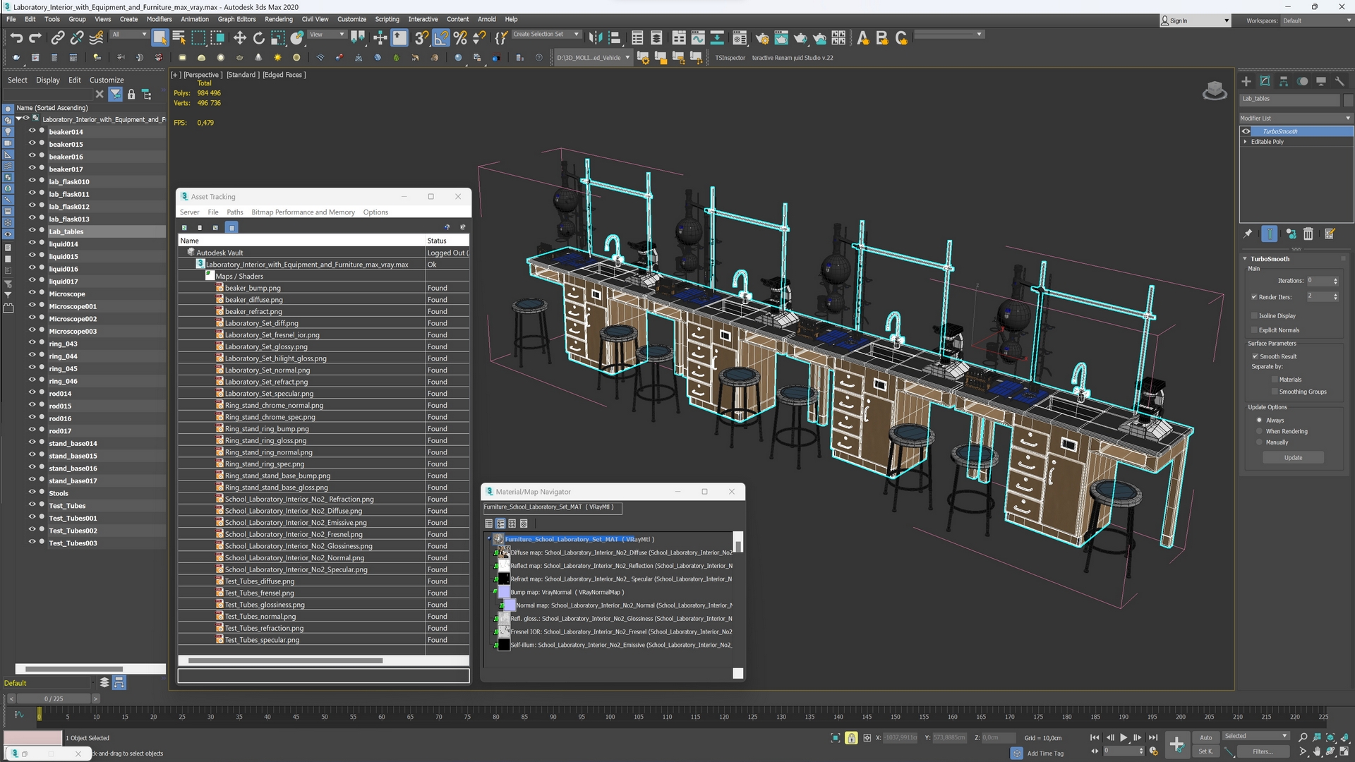3D Laboratory Interior with Equipment and Furniture model