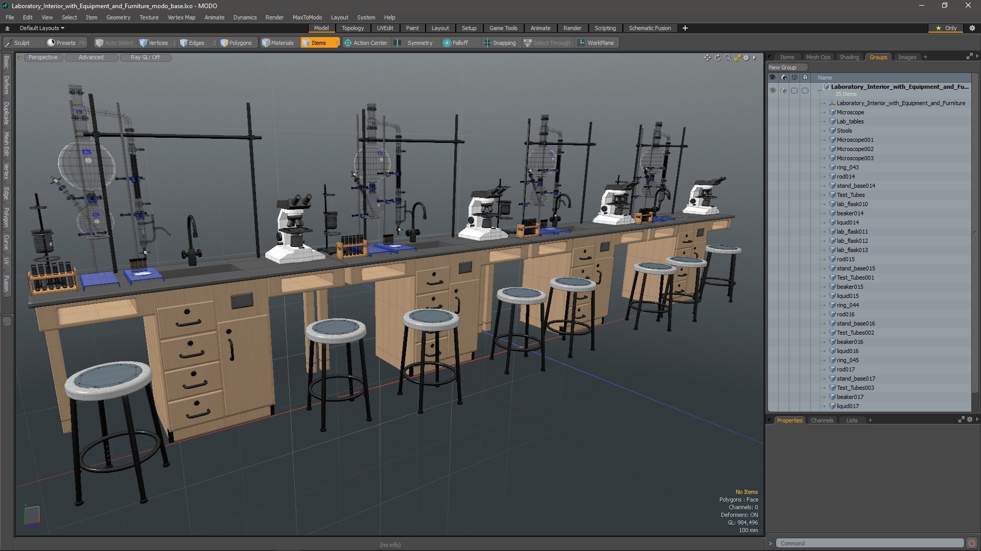 3D Laboratory Interior with Equipment and Furniture model
