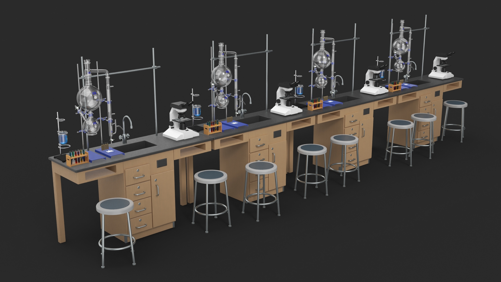 3D Laboratory Interior with Equipment and Furniture model
