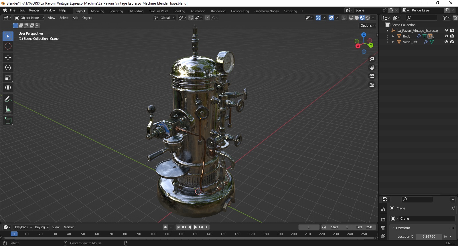 La Pavoni Vintage Espresso Machine 3D model